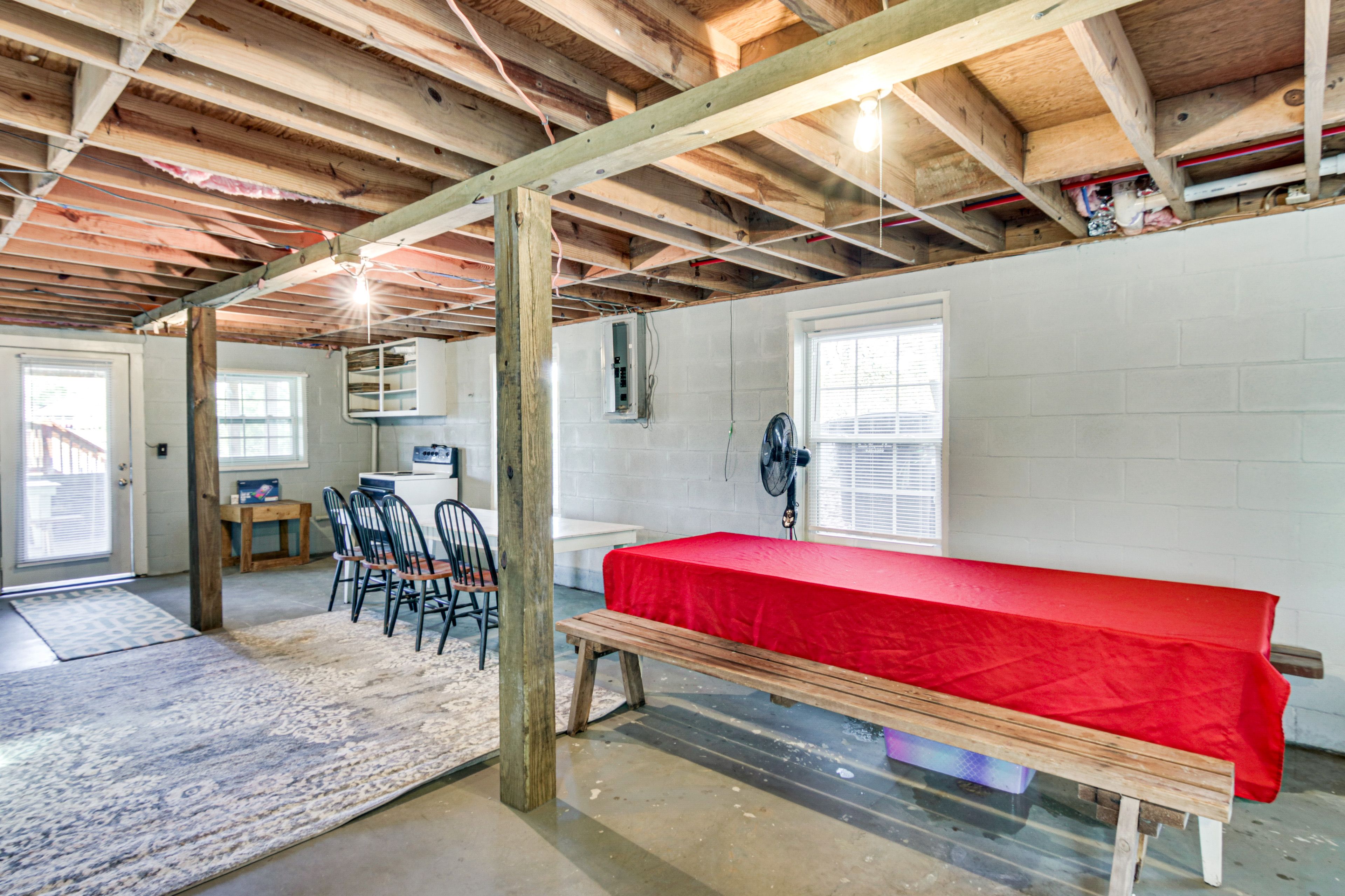 Lower Living Area | Dining Tables | TV | Lower Floor