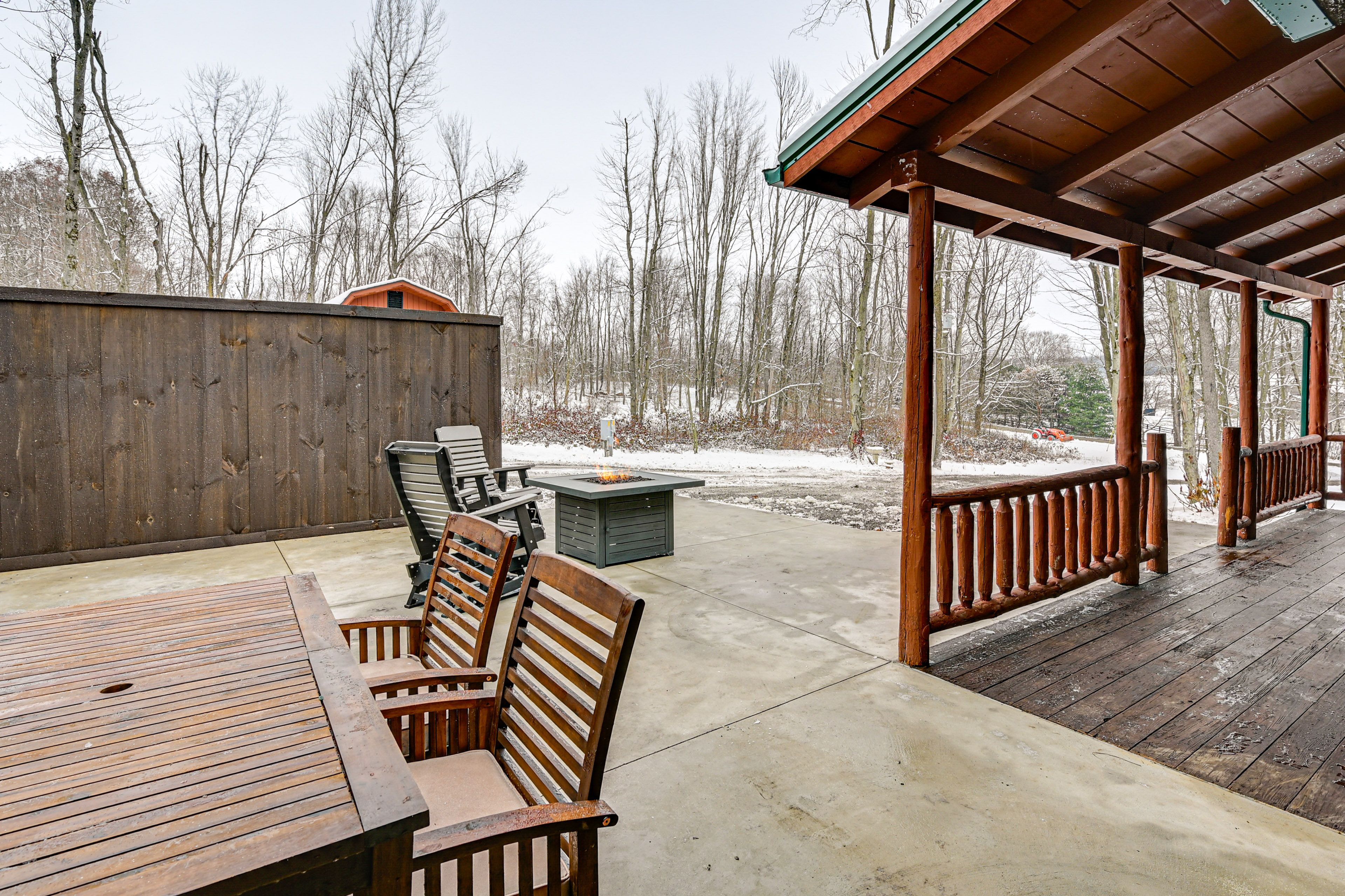 Cabin Exterior | Patio w/ Seating | Dining Area | Gas Fire Pit | Gas Grill