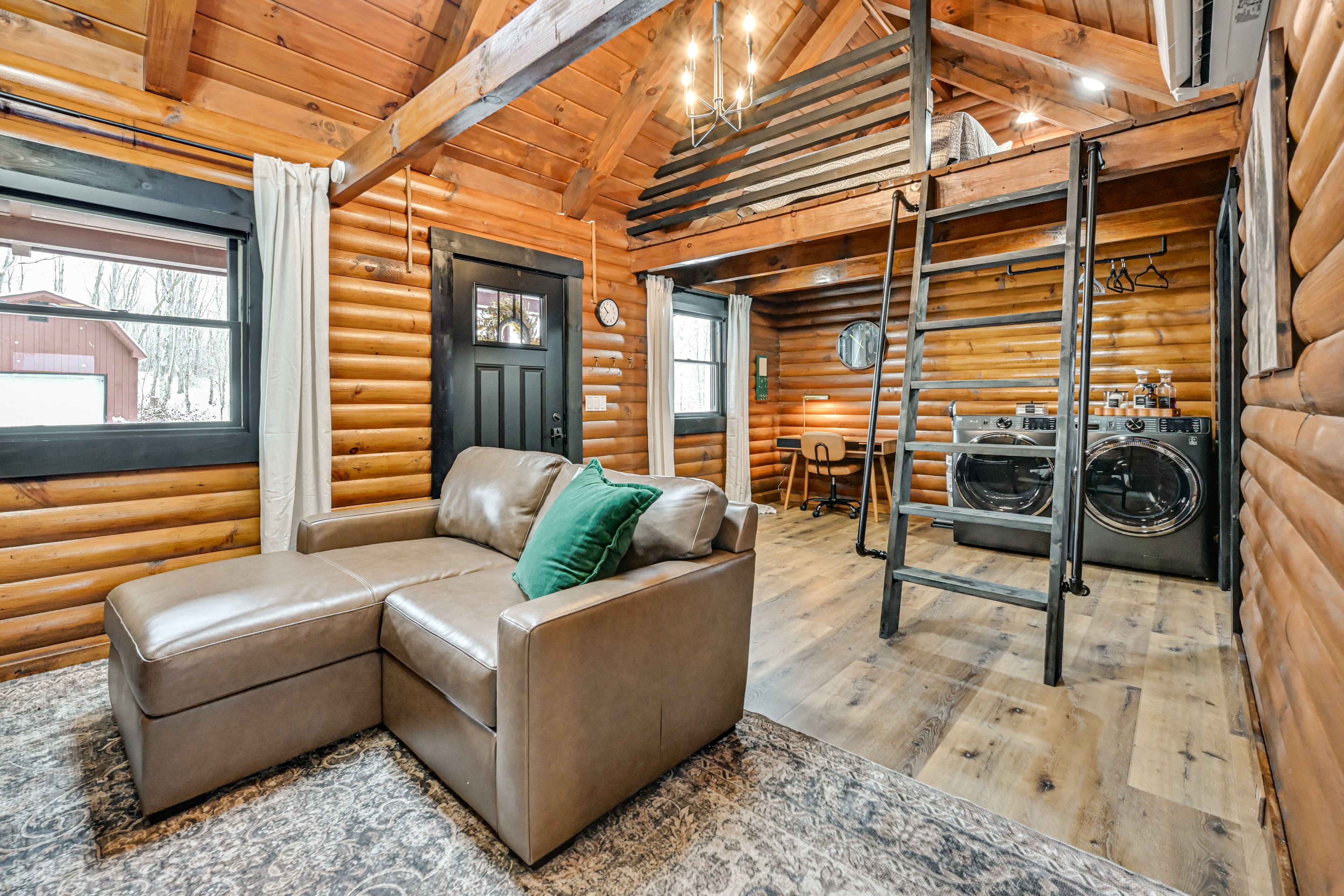 Living Area | Smart TV | Electric Fireplace | Laptop Workspace | Laundry