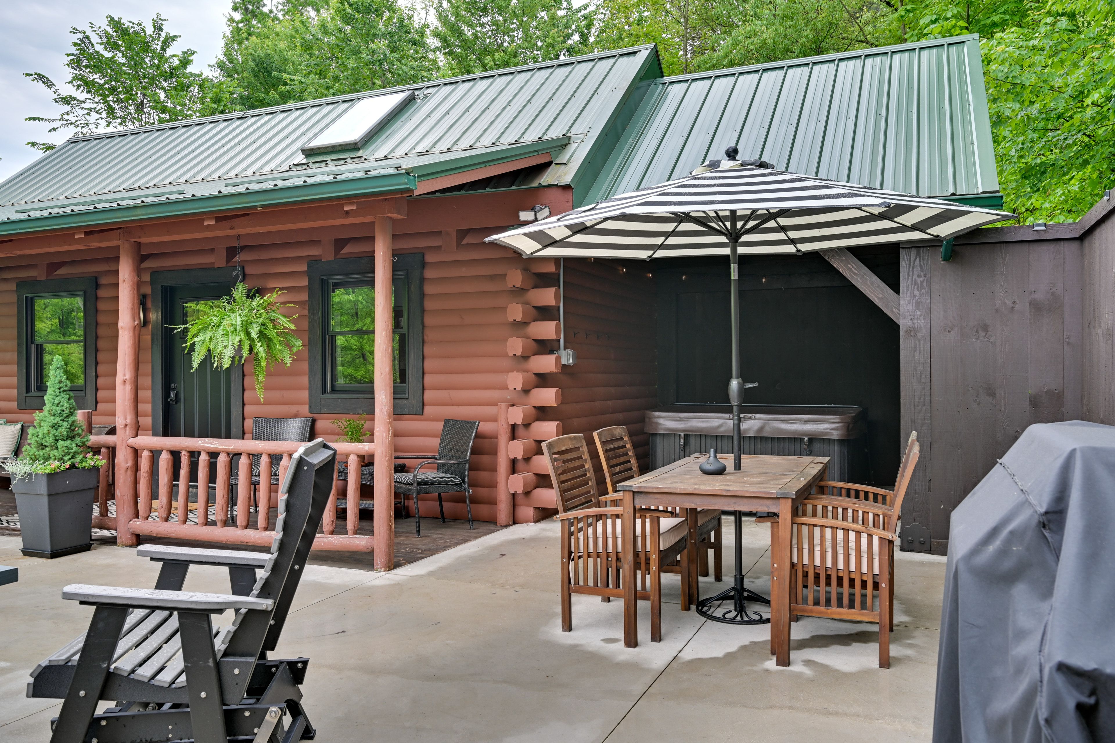 Cabin Exterior | Patio w/ Seating | Dining Area | Gas Fire Pit | Gas Grill