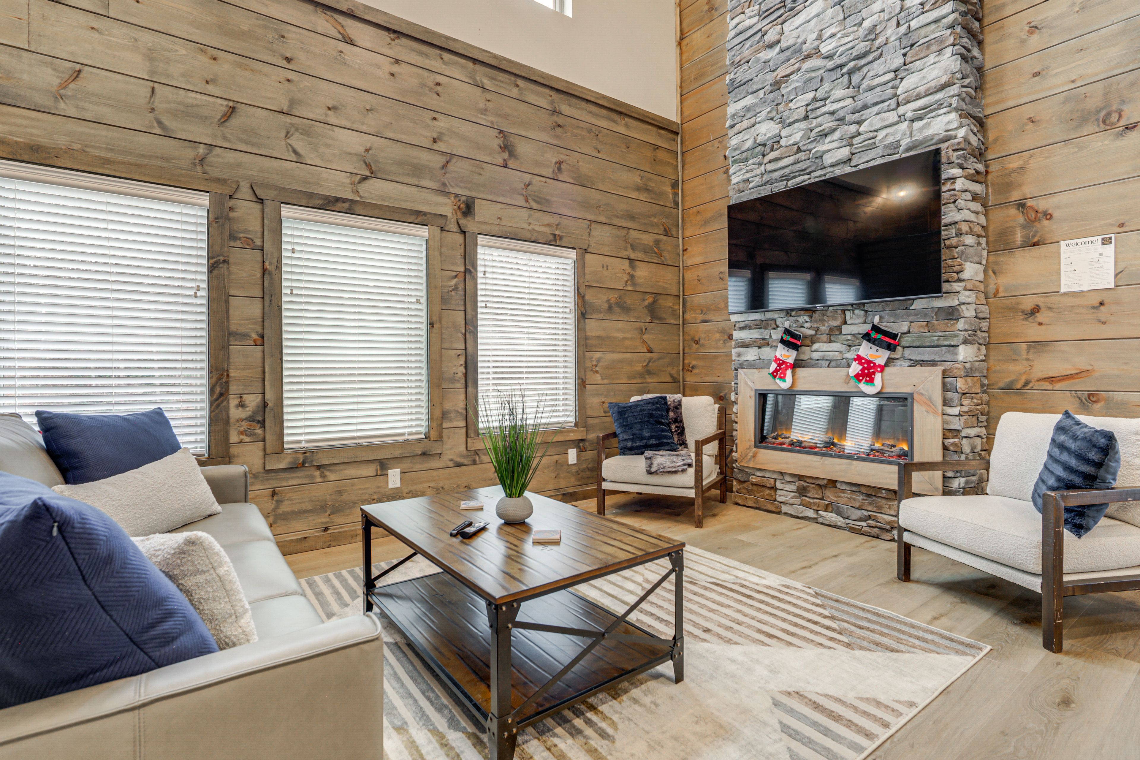 Living Room | 1st Floor | Smart TV | Electric Fireplace | Central A/C & Heat