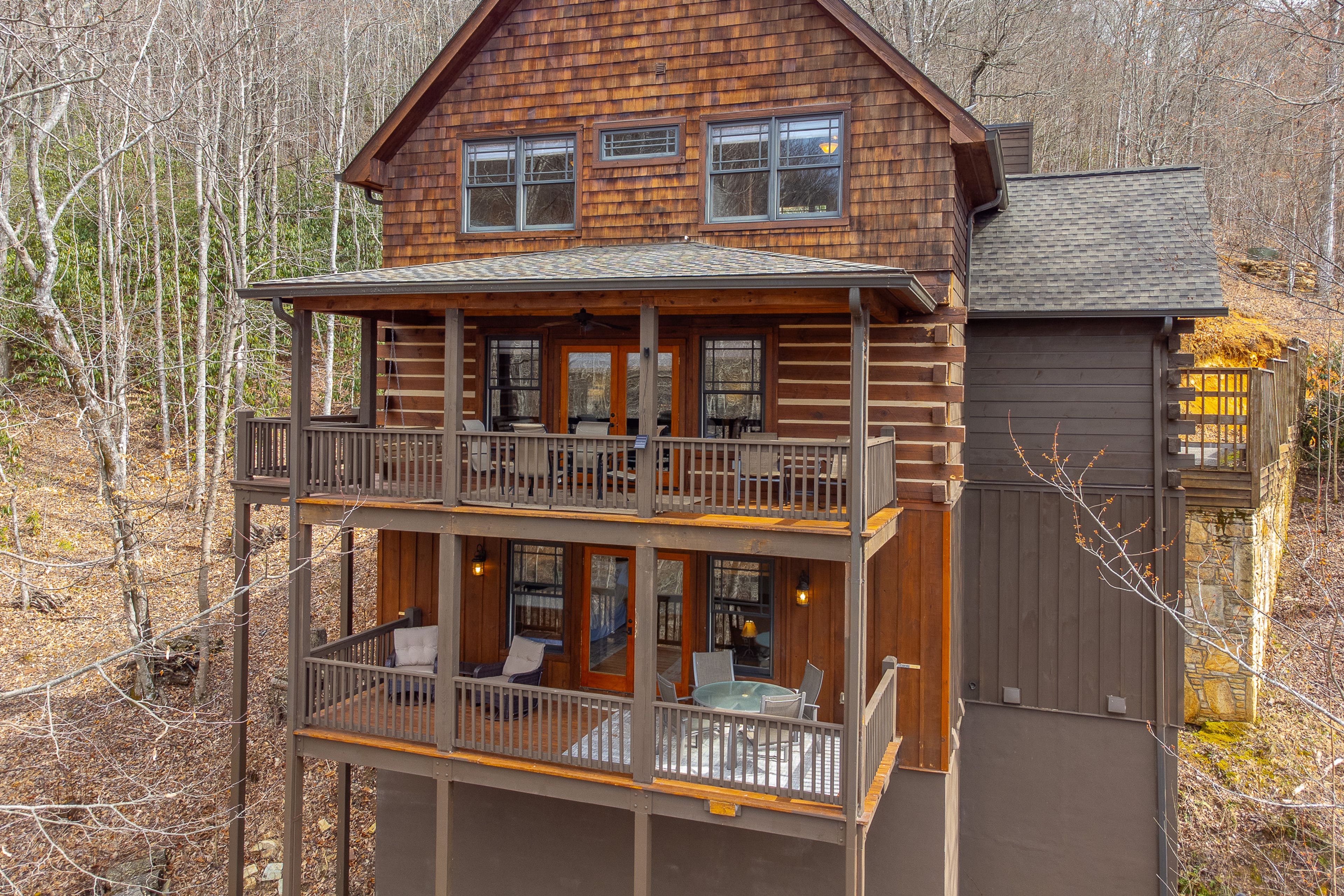 Covered Outdoor Dining Sets on both Balconies