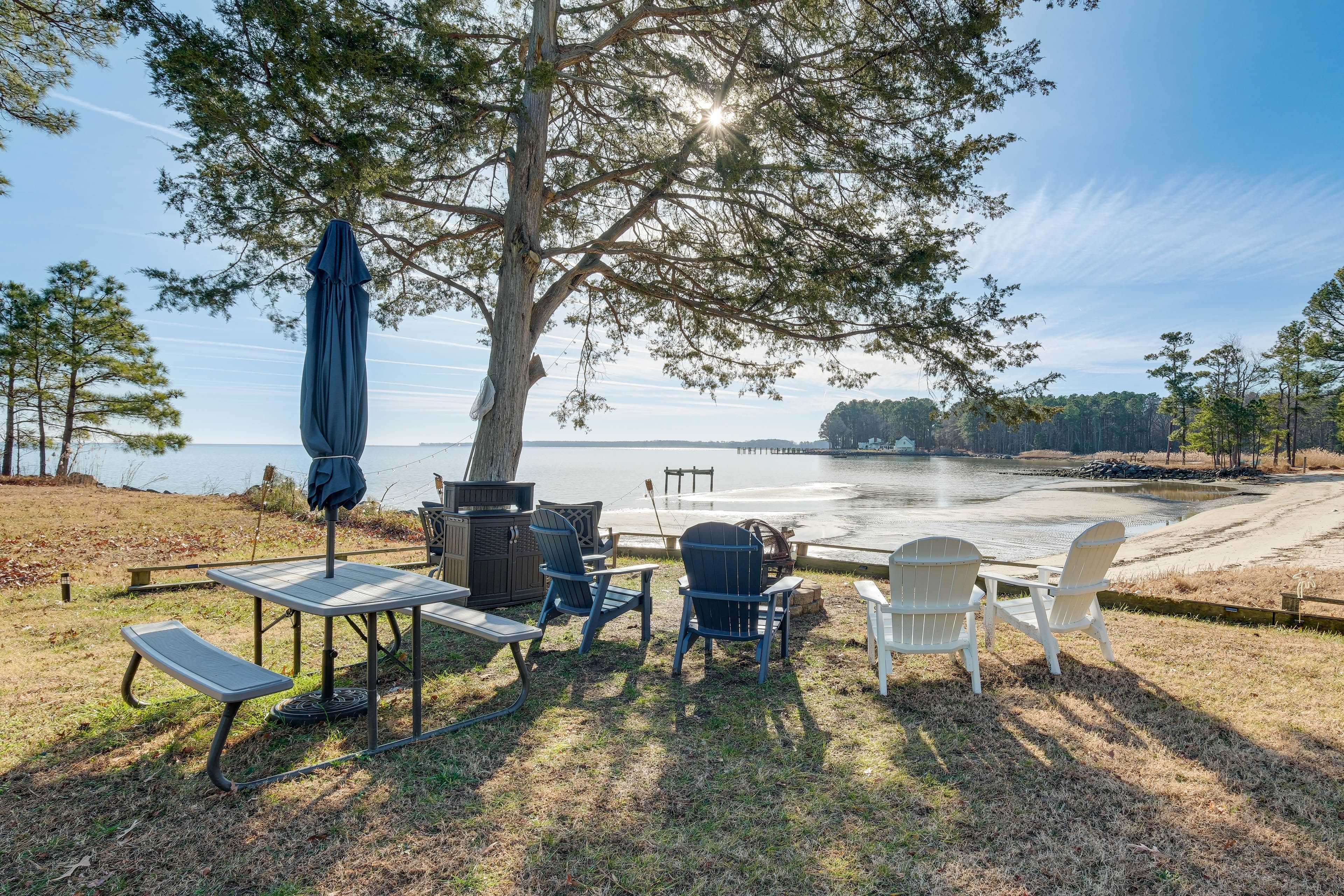 House Exterior | Picnic Table | Fire Pit | Private Beach | River Access