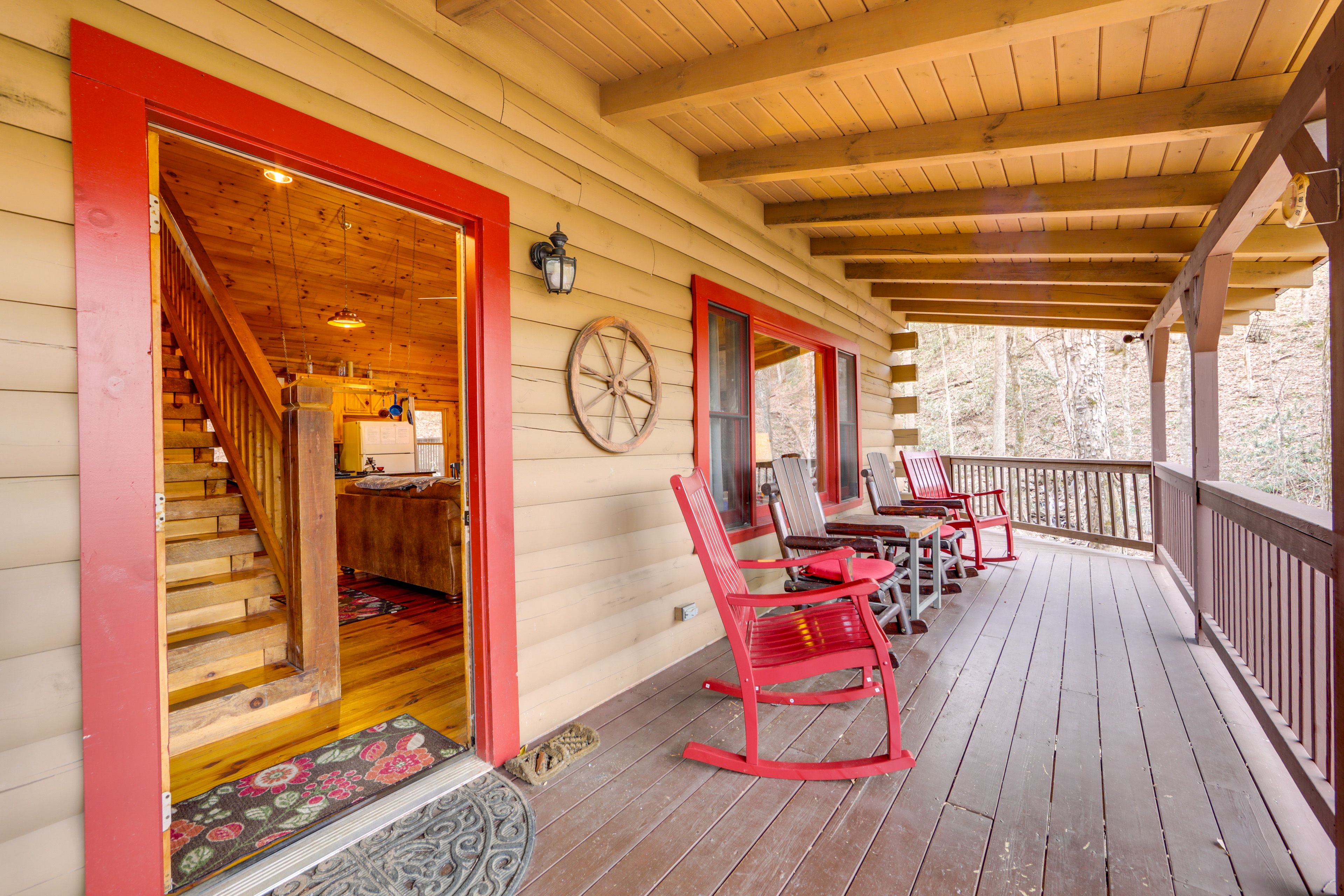 Partially Covered Deck | Dining Area | Rocking Chairs