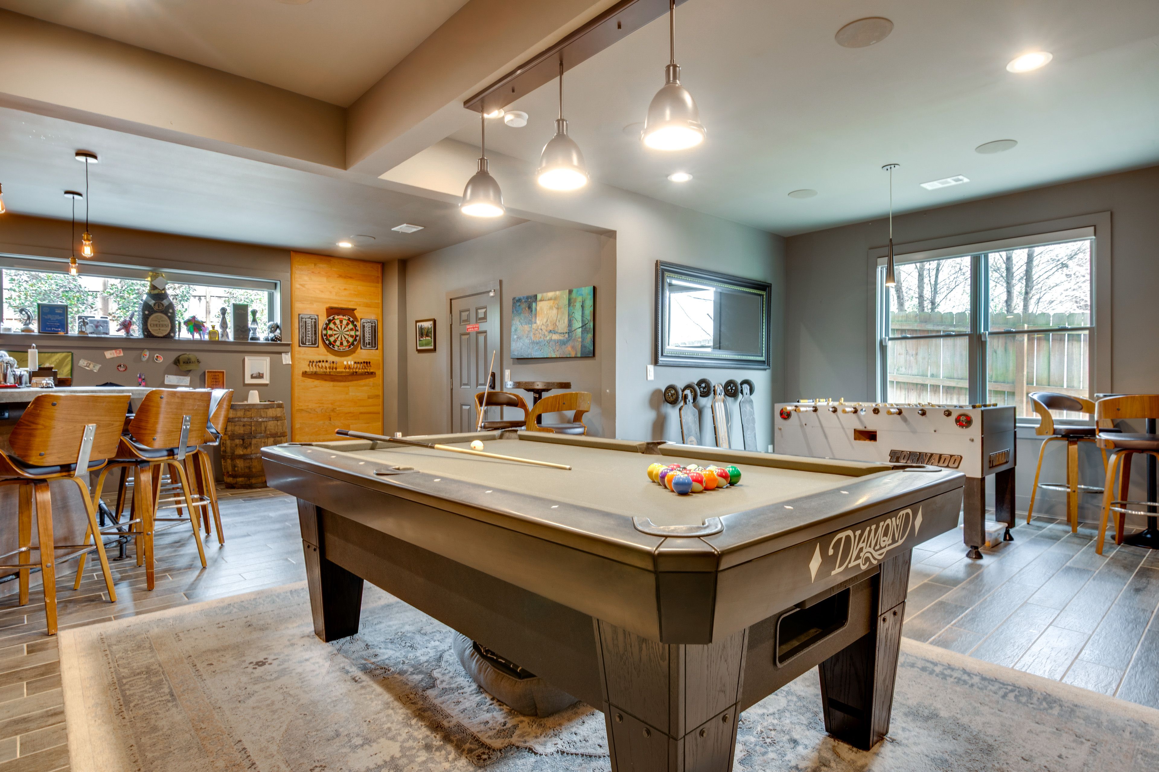 Game Room | Lower Level | Pool/Ping-Pong Table | Foosball Table | Dartboard