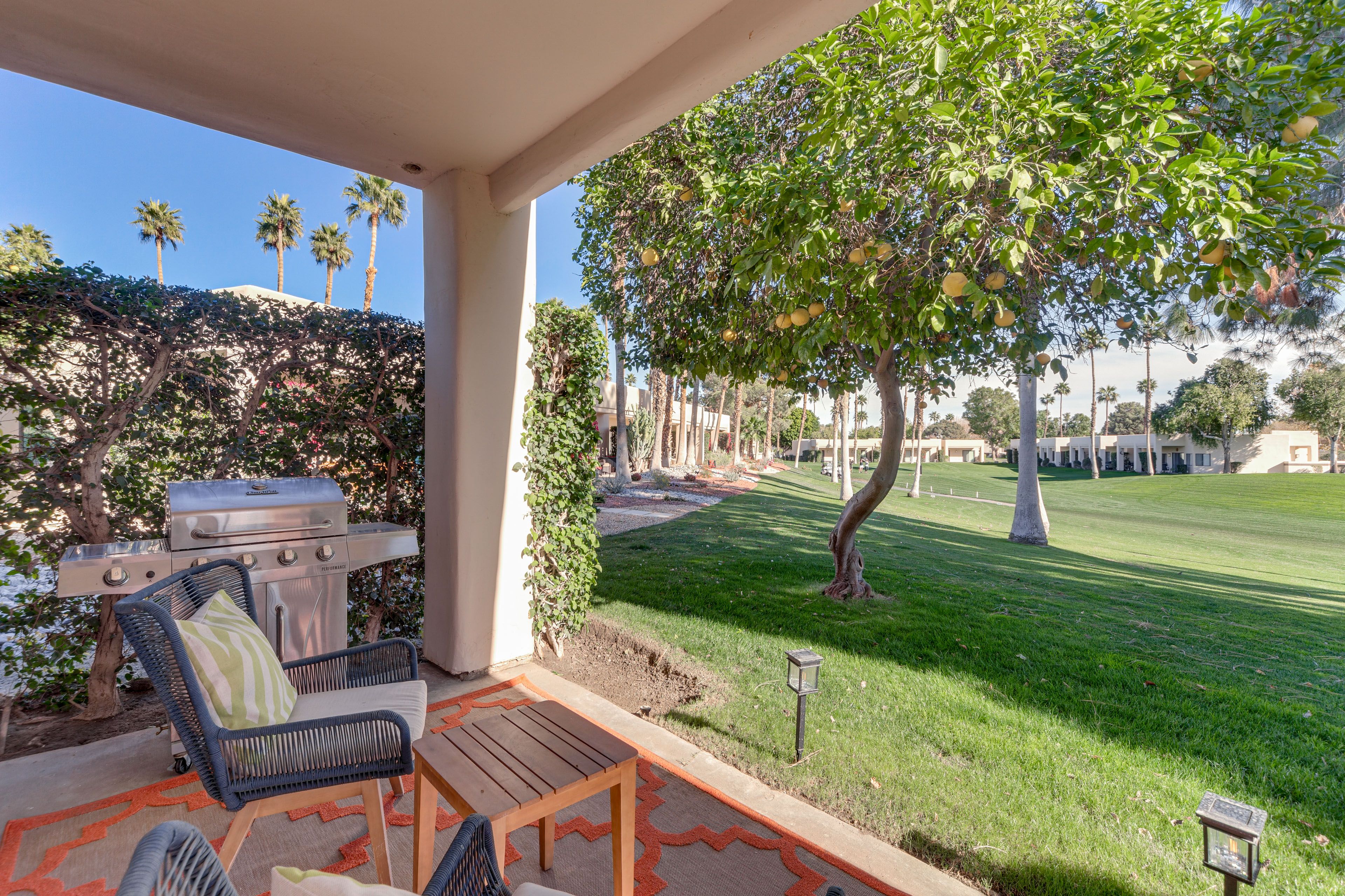 Private Patio | Gas Grill | Seating Area | Golf Course Views