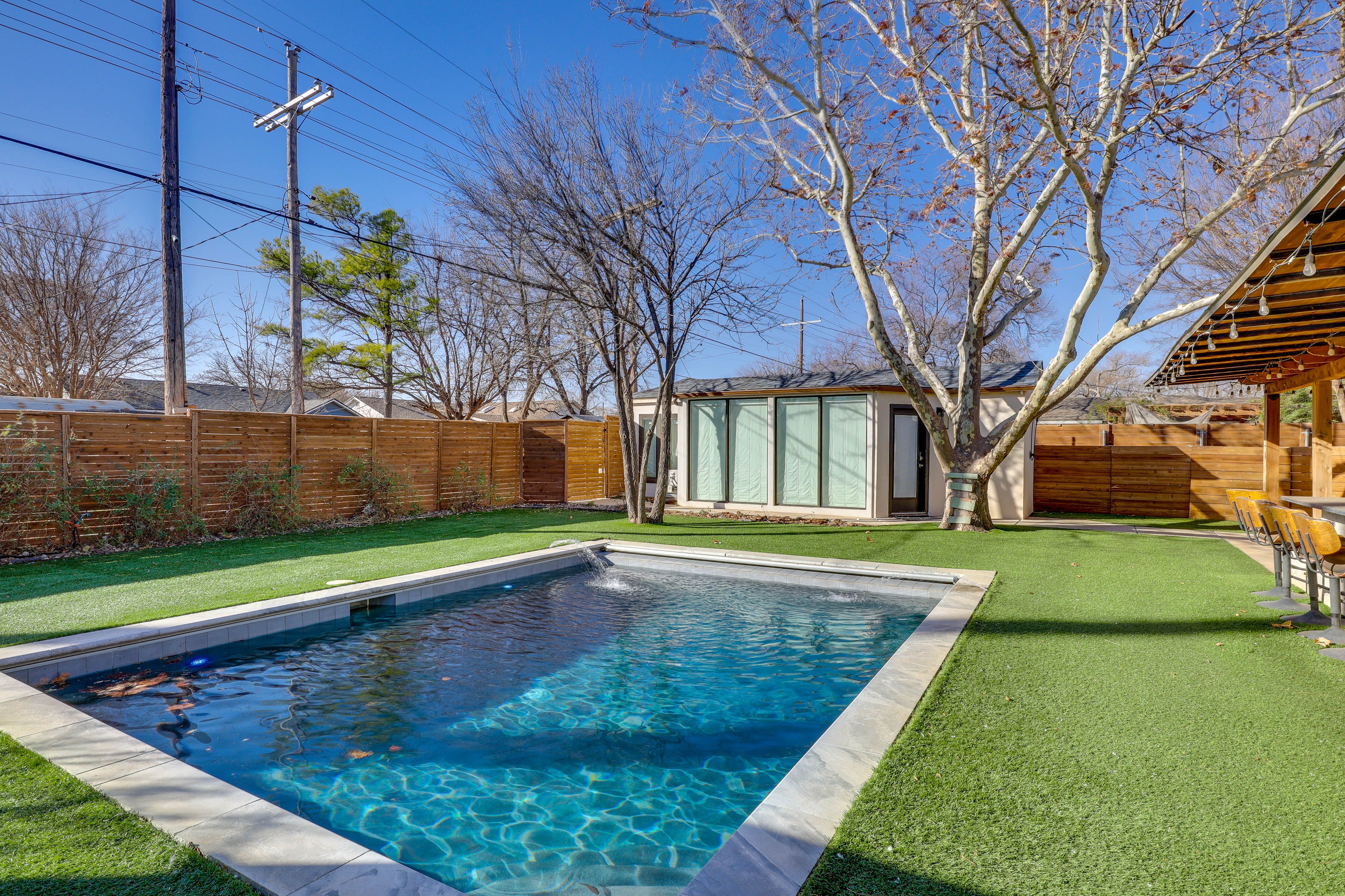 Backyard | Private Heated Pool | Patio w/ Bar & Smart TV