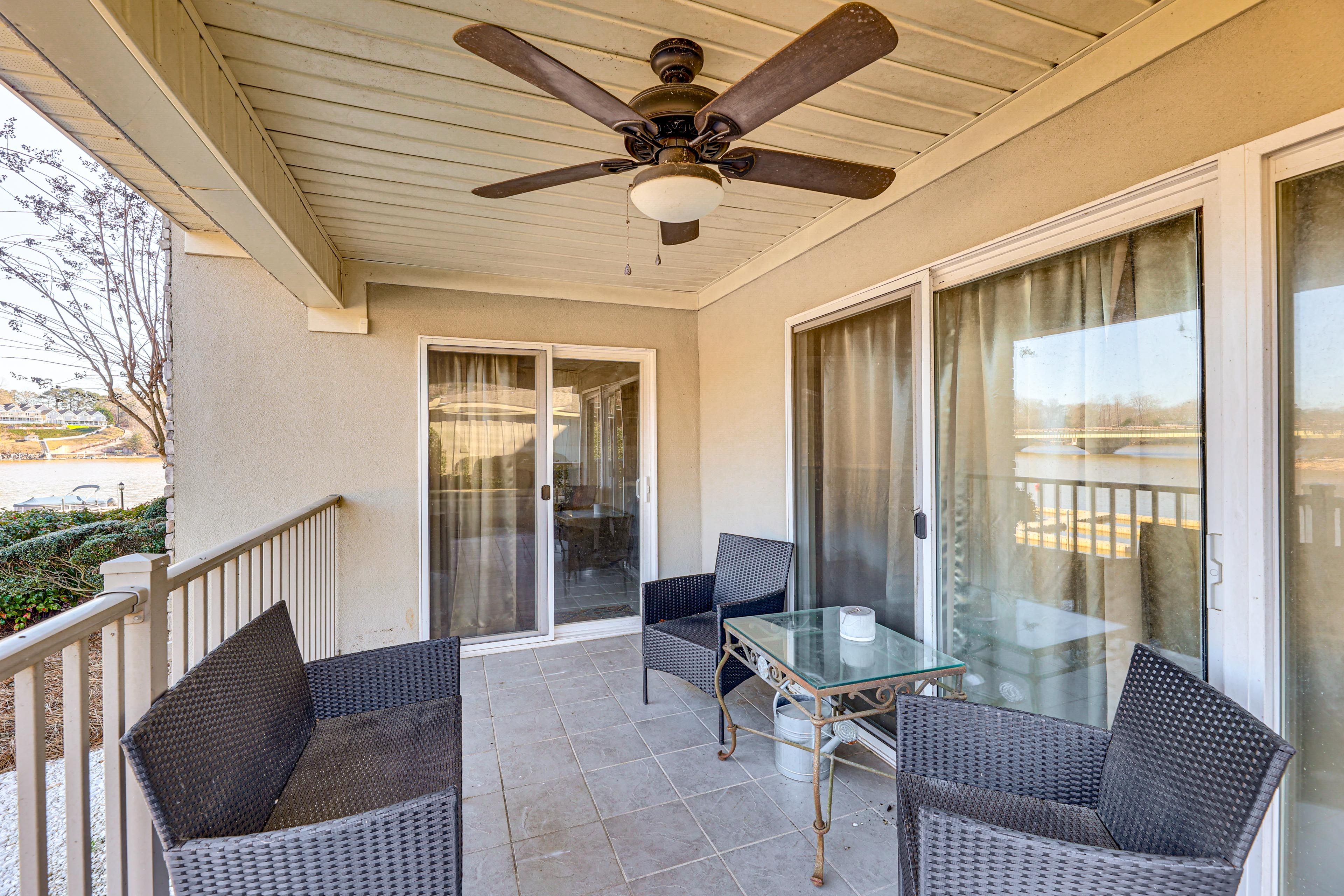 Private Porch with Seating and Outdoor Fan