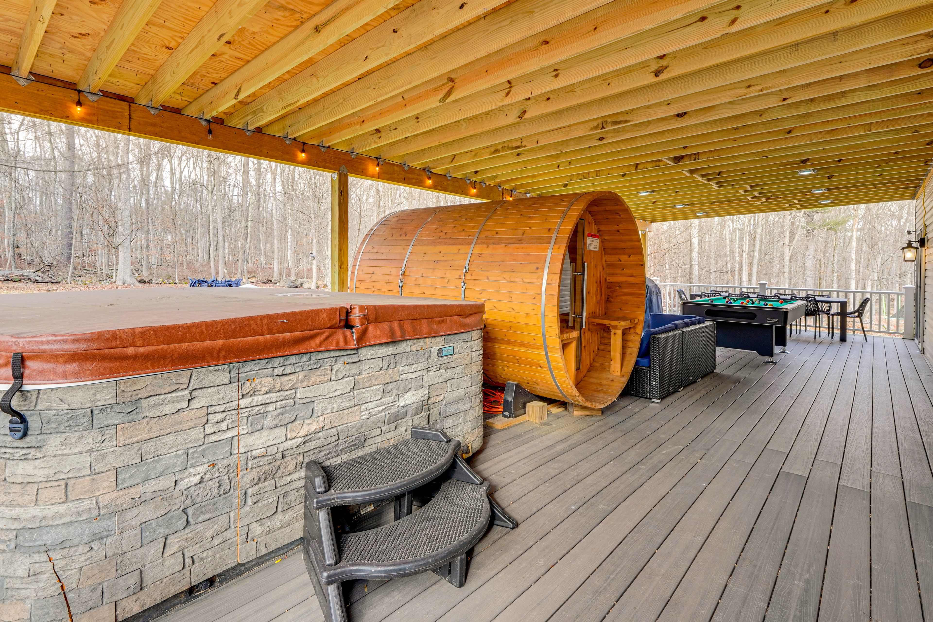 Covered Deck | Hot Tub | Barrel Sauna | Gas Grill