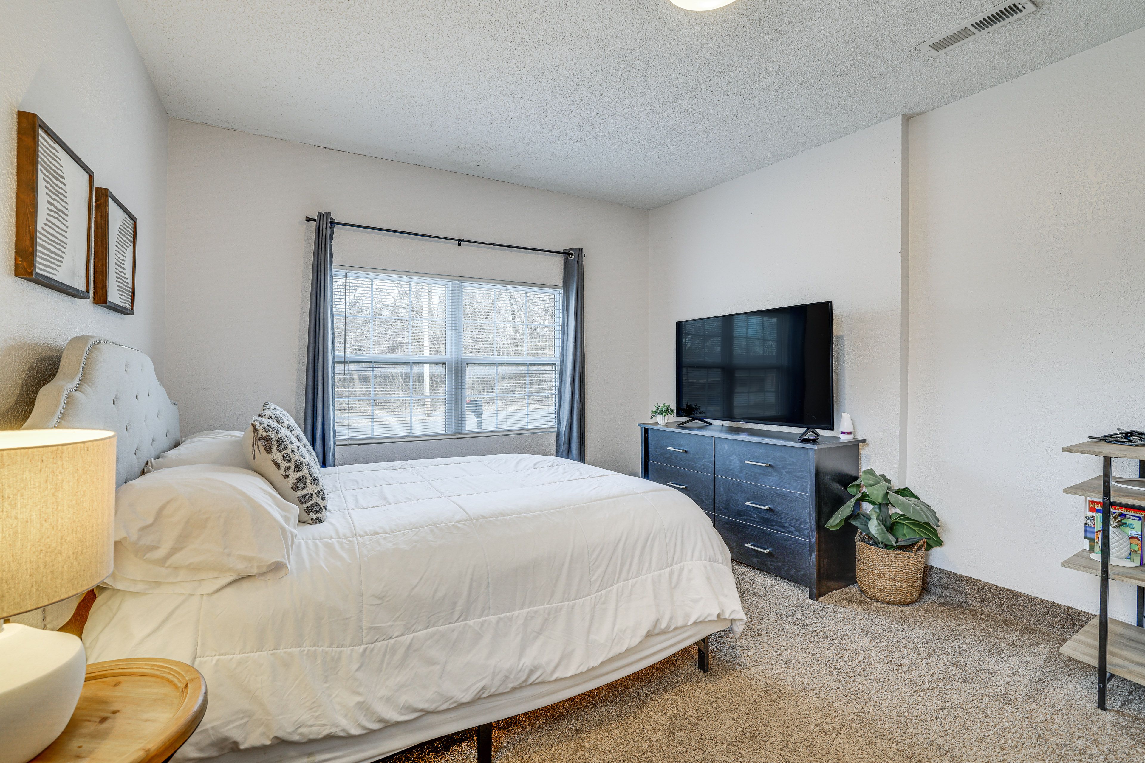 Bedroom 2 | Queen Bed | Dedicated Workspace Area | Walk-In Closet