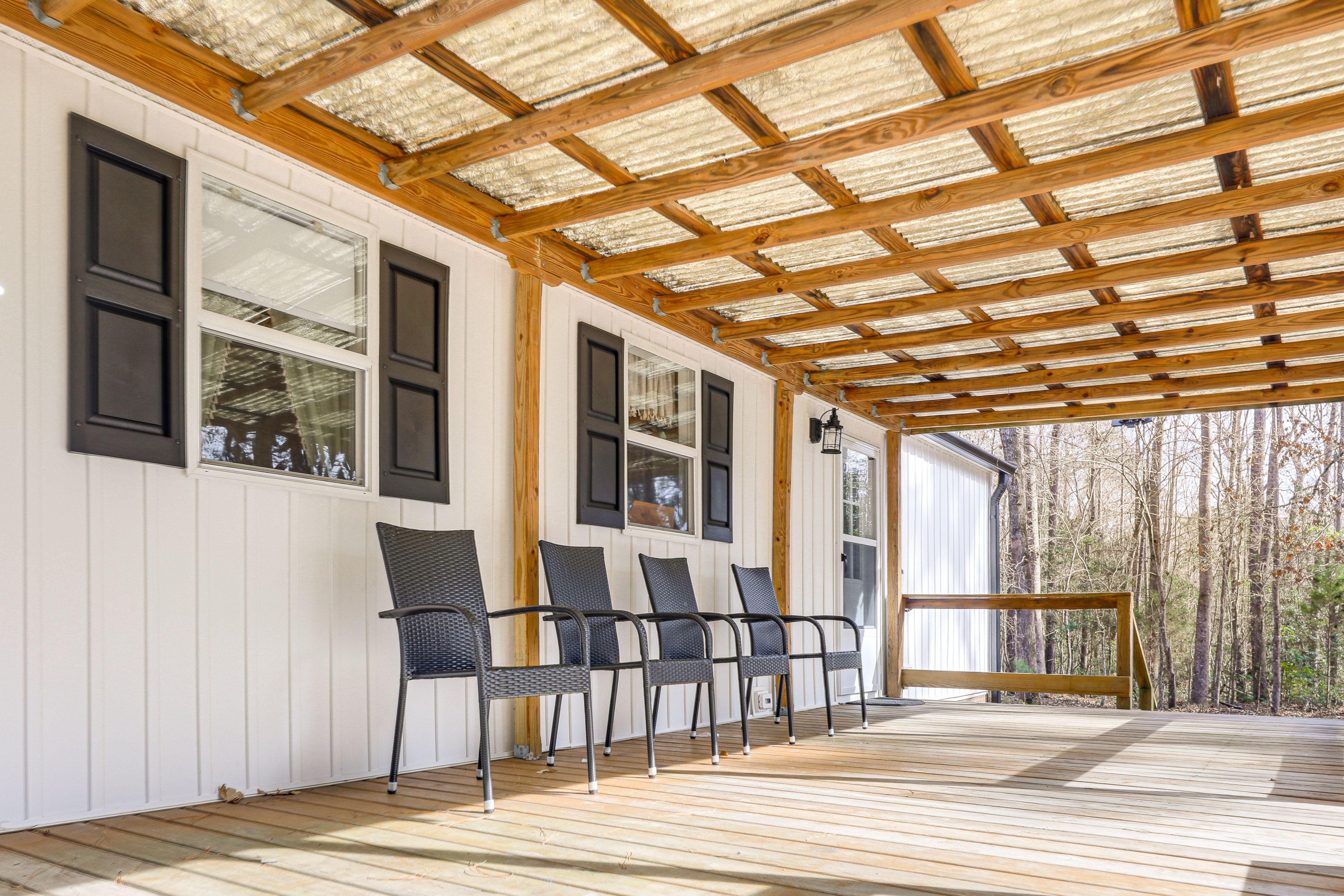House Exterior | Covered Back Deck w/ Seating