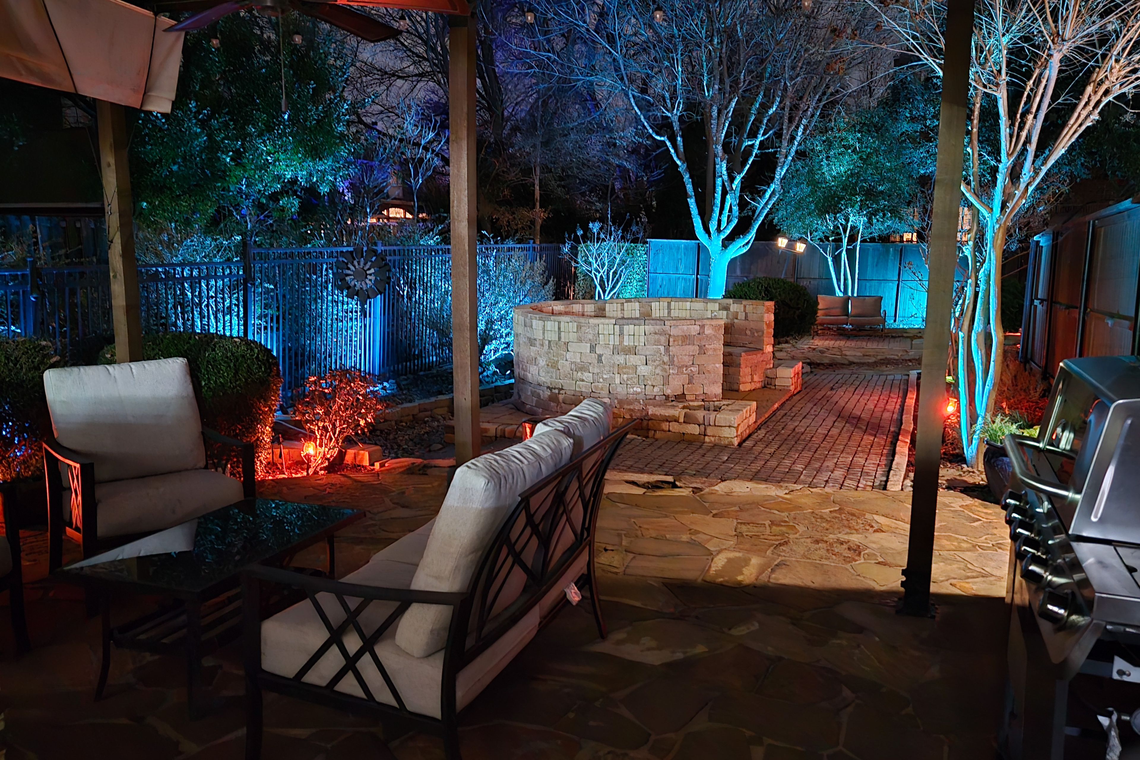 Fenced Yard at Night
