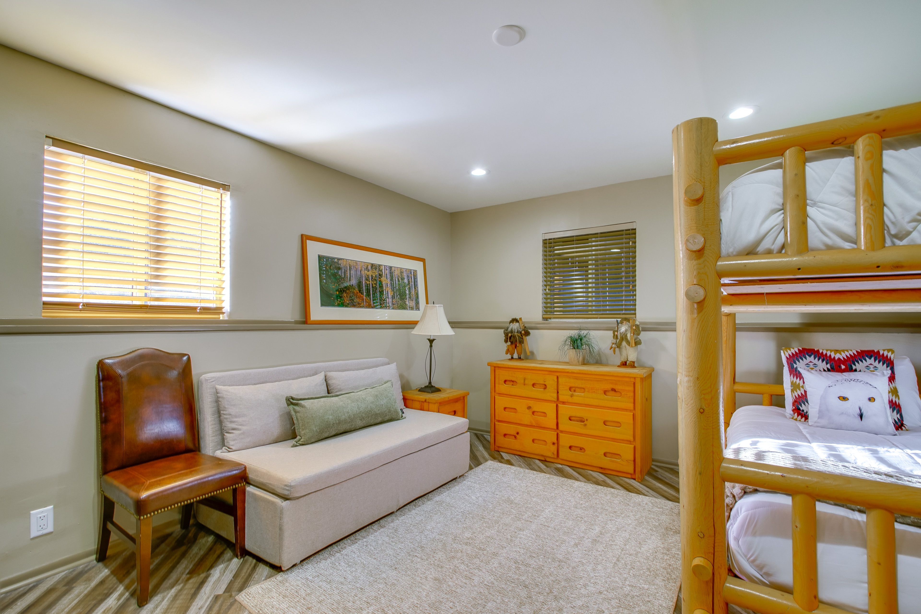 Family Room | Queen Sleeper Sofa | Twin Bunk Bed | Lower Floor