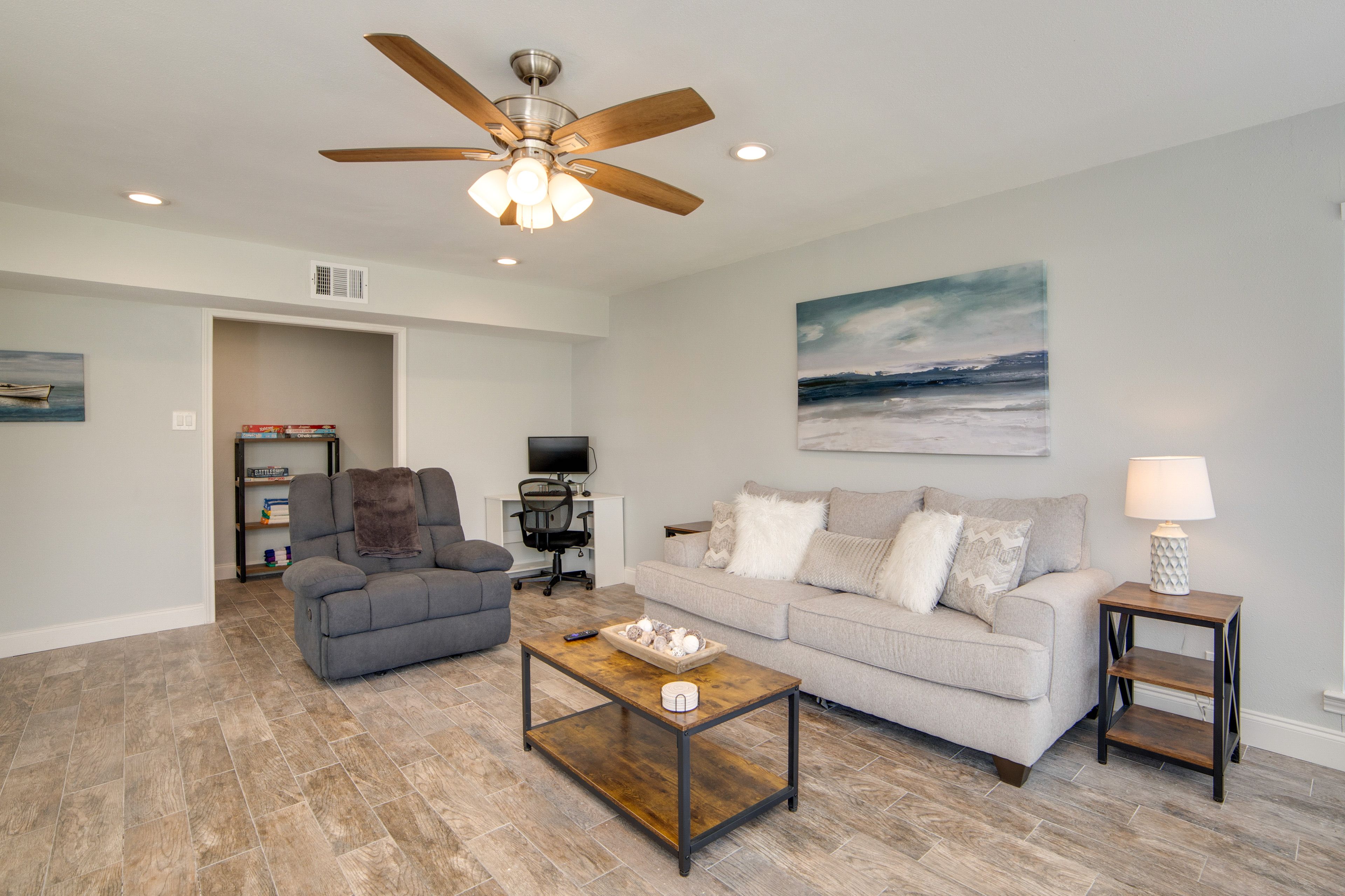 Family Room | Queen Sleeper Sofa | Desk | Lower Level