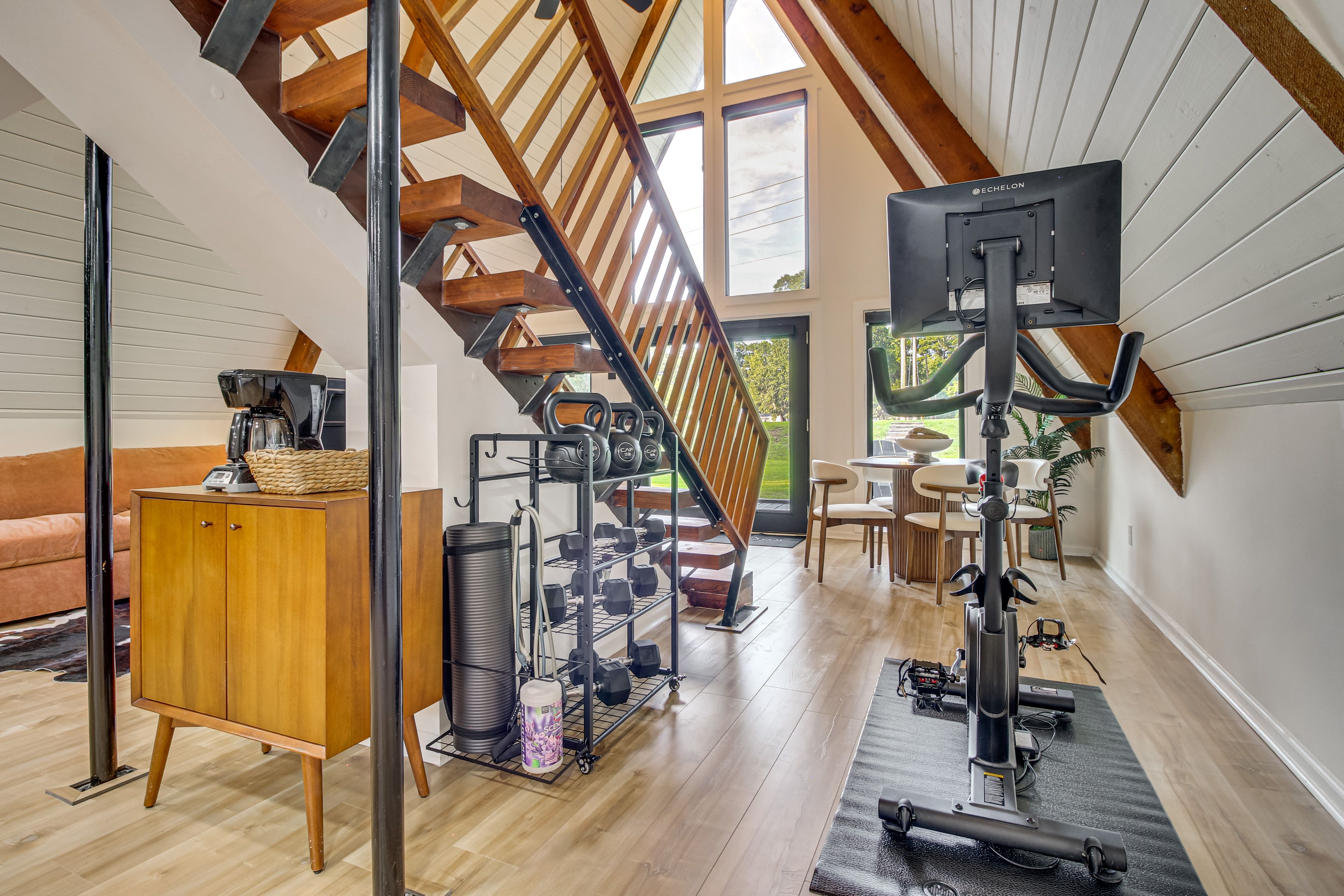 Home Gym Area | Stationary Bike | Free Weights | 1st Floor