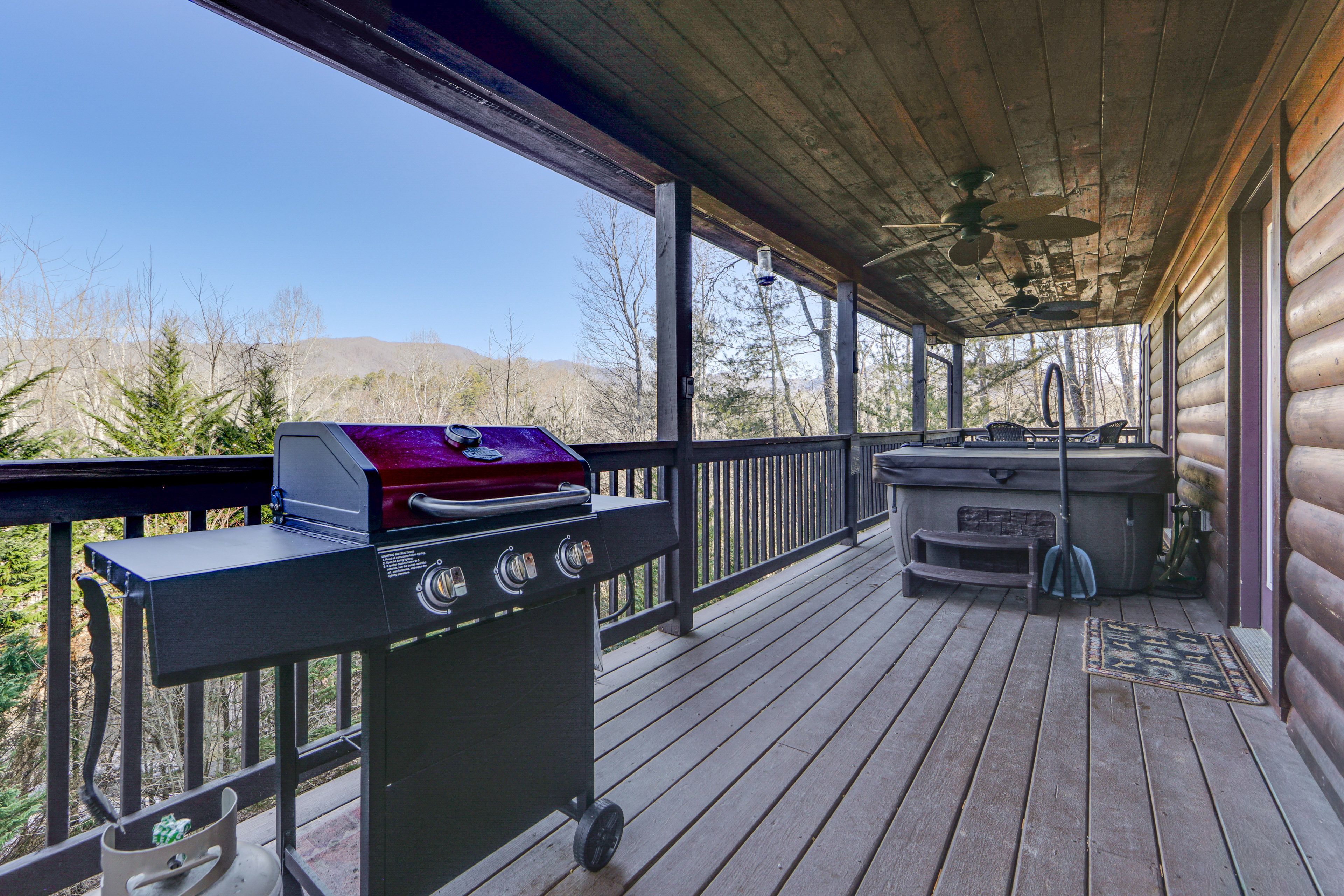 Wraparound Deck | Dining Area | Gas Grill | Private Hot Tub