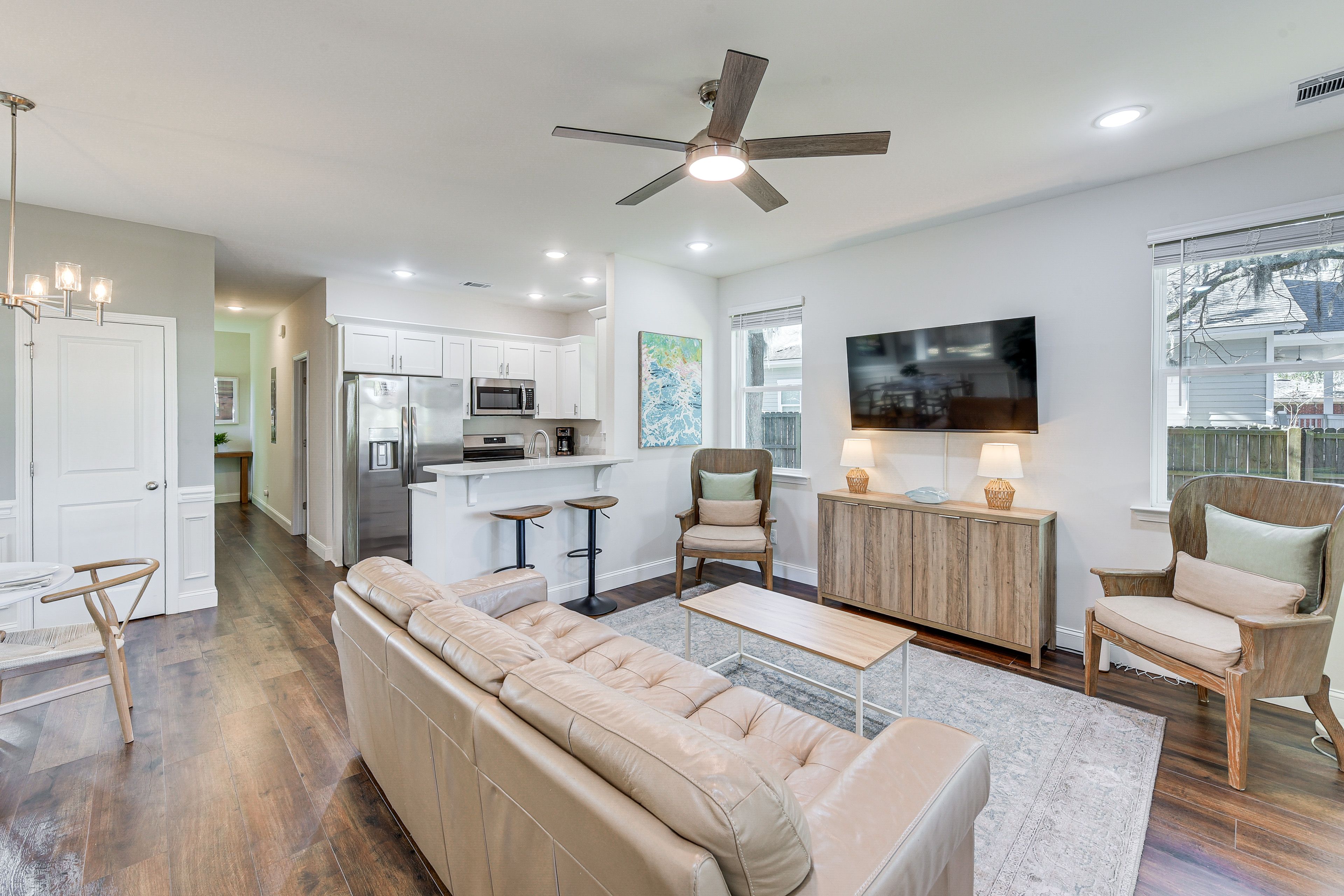 Savannah Vacation Rental | 3BR | 2BA | 1,440 Sq Ft | 2 Small Steps to Enter