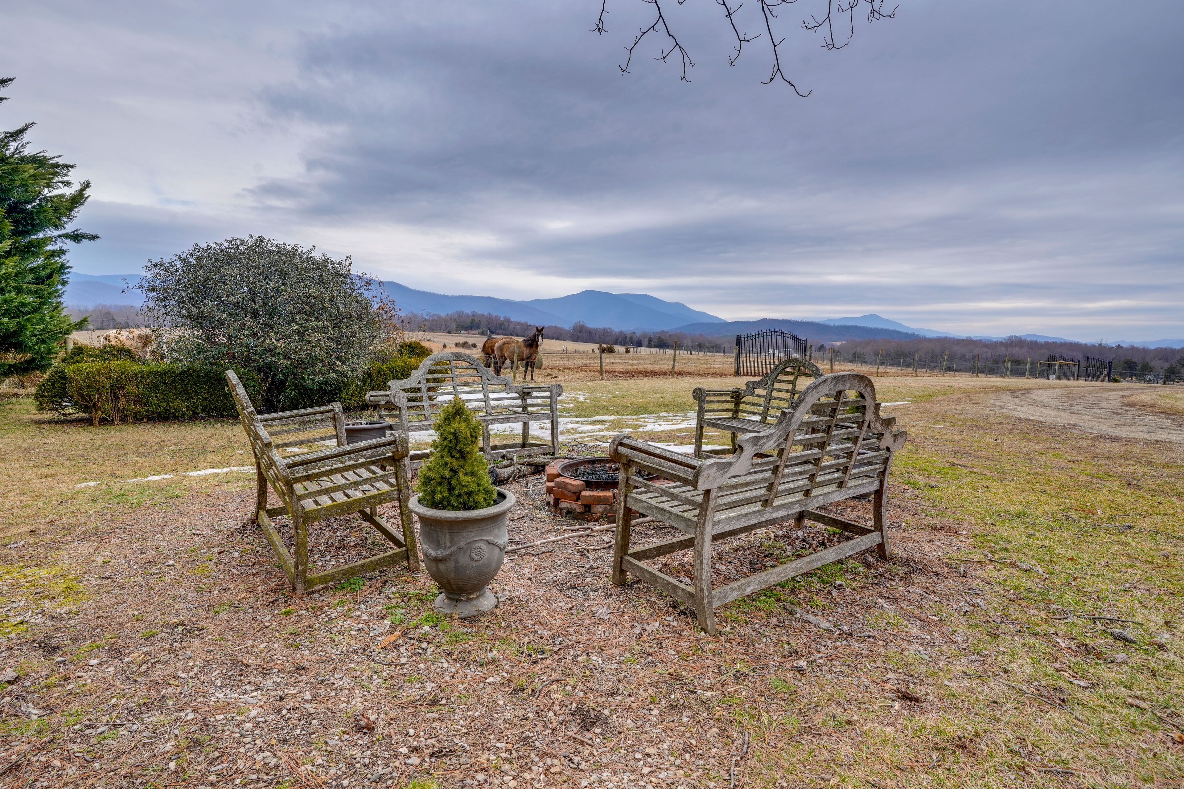 Shared Fire Pit | Mountain Views | Horses On-Site