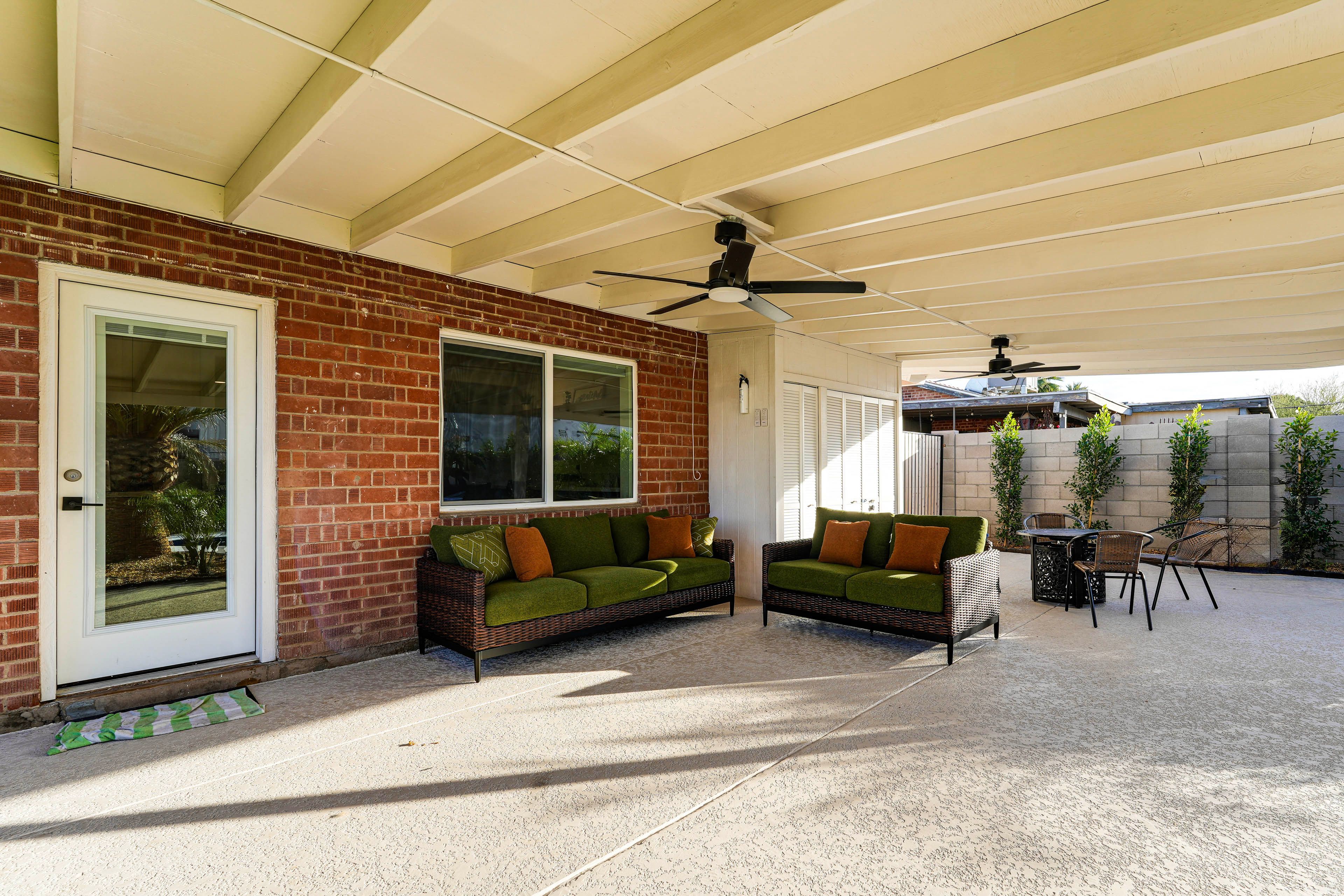 Covered Patio | Lounge Seating | Private Pool & Hot Tub