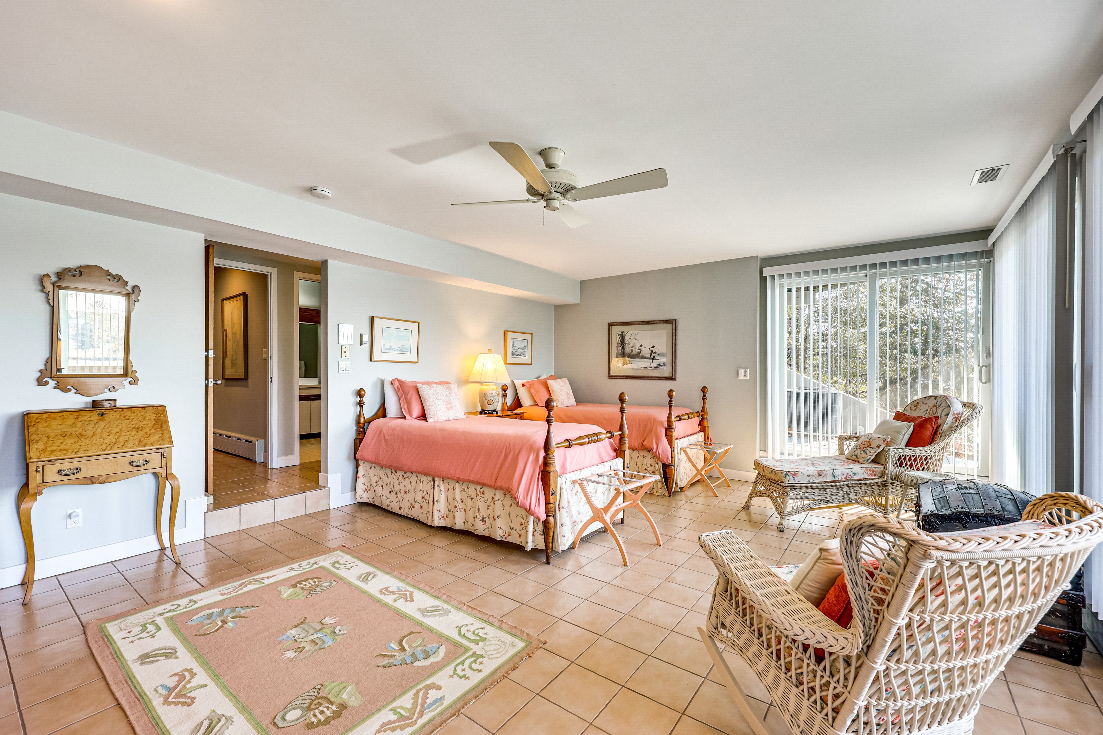 Bedroom 4 | 2 Twin Beds | Basement Level Access to Beach and Dock-Water Views
