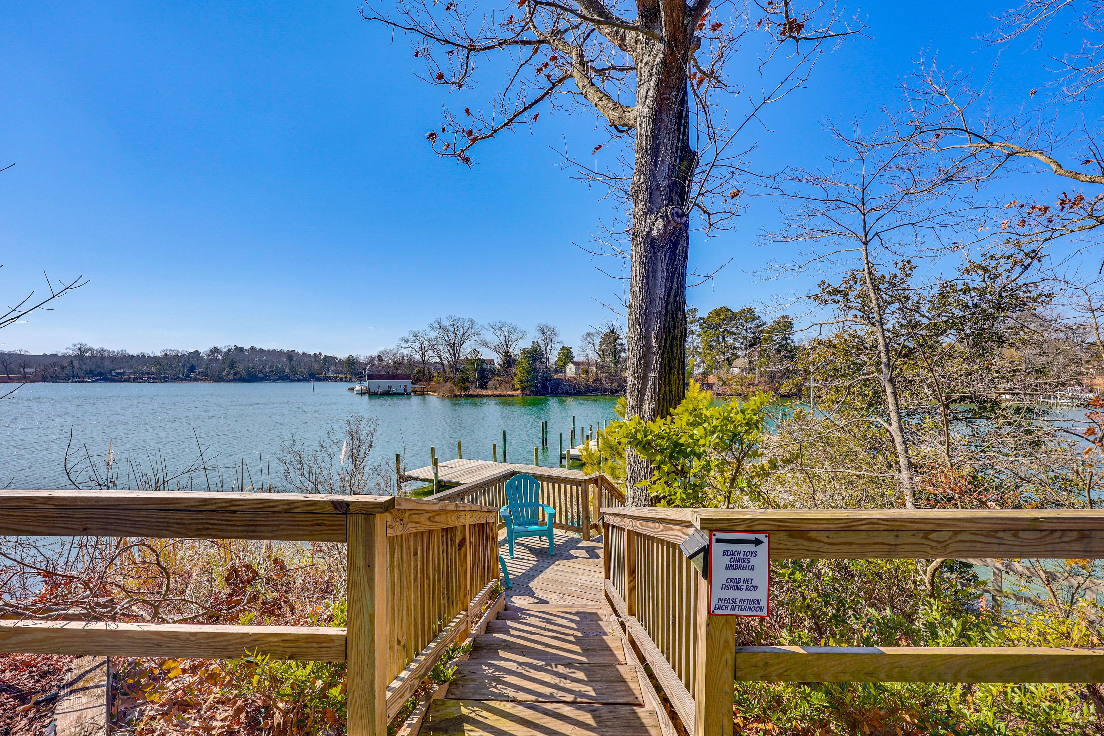 Stairs to Dock | Fishing Rods and Crab Nets/Pots Available For Use