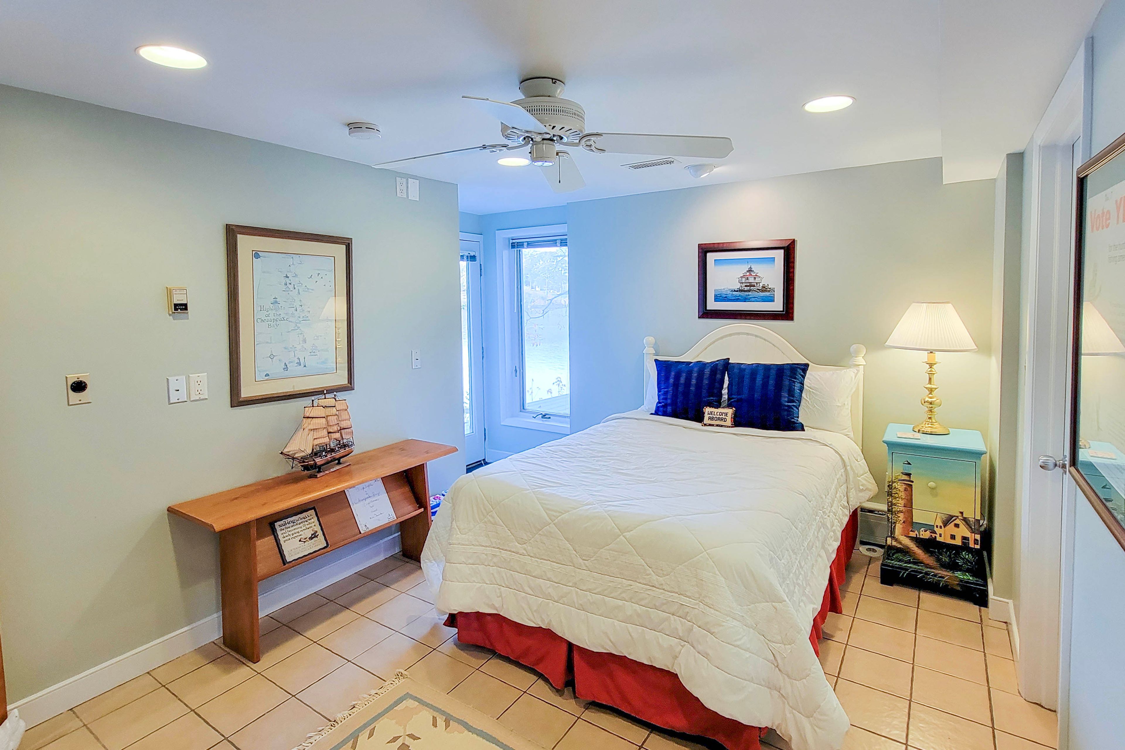 Bedroom 3 | Full Bed | Basement Level Access to Beach and Dock-Water Views