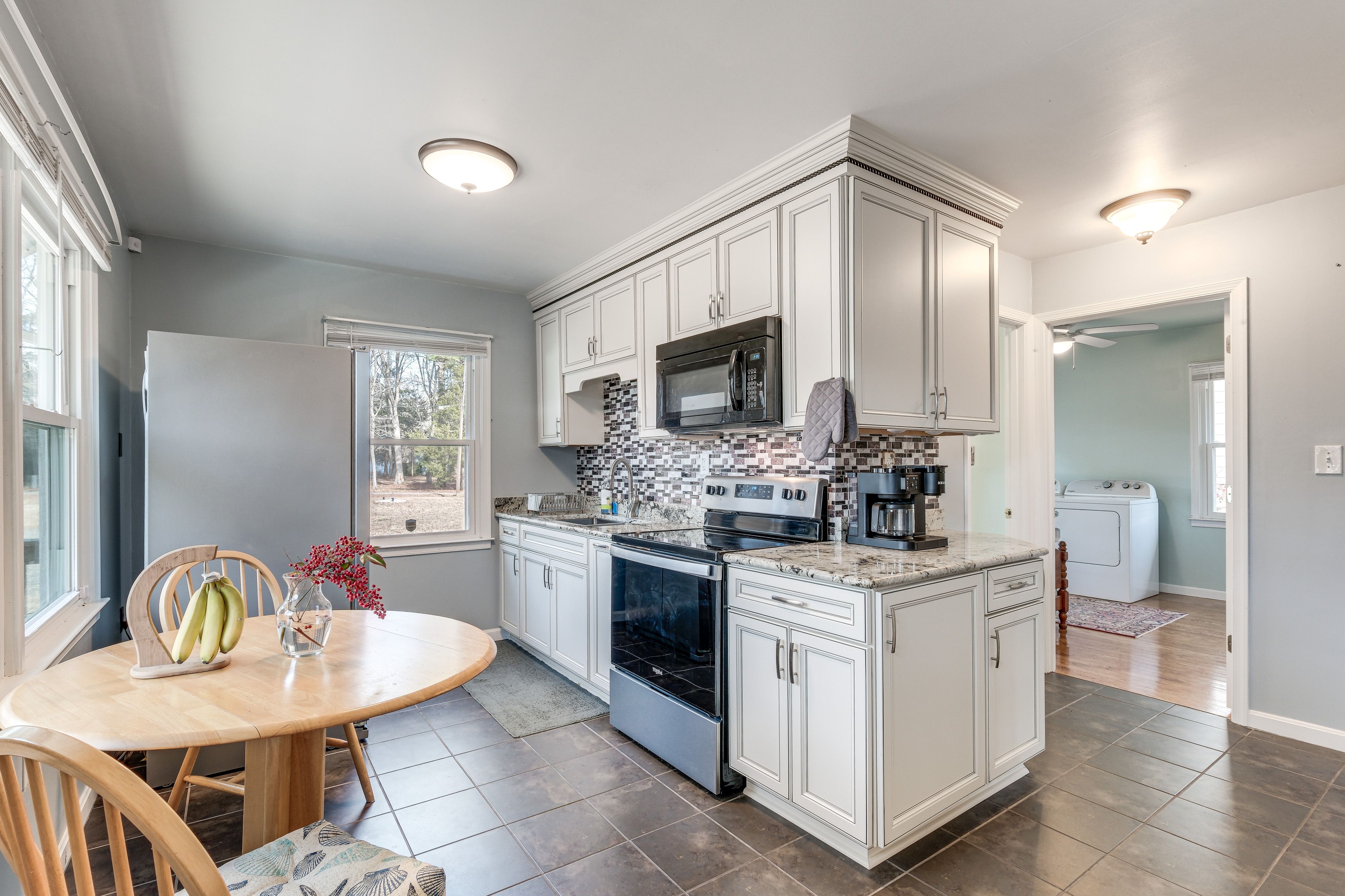 Kitchen & Dining Area | 2-Story Home | Central A/C & Heating