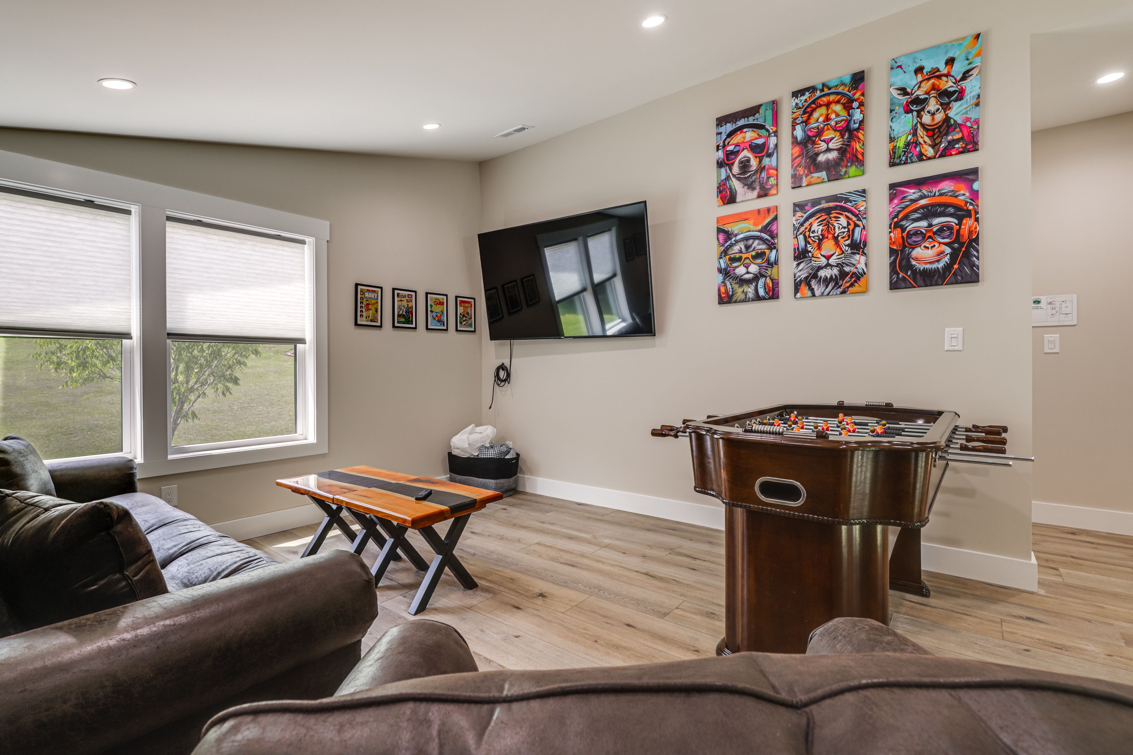 Rainy day? No problem — foosball, shuffleboard, board games & space to hang out