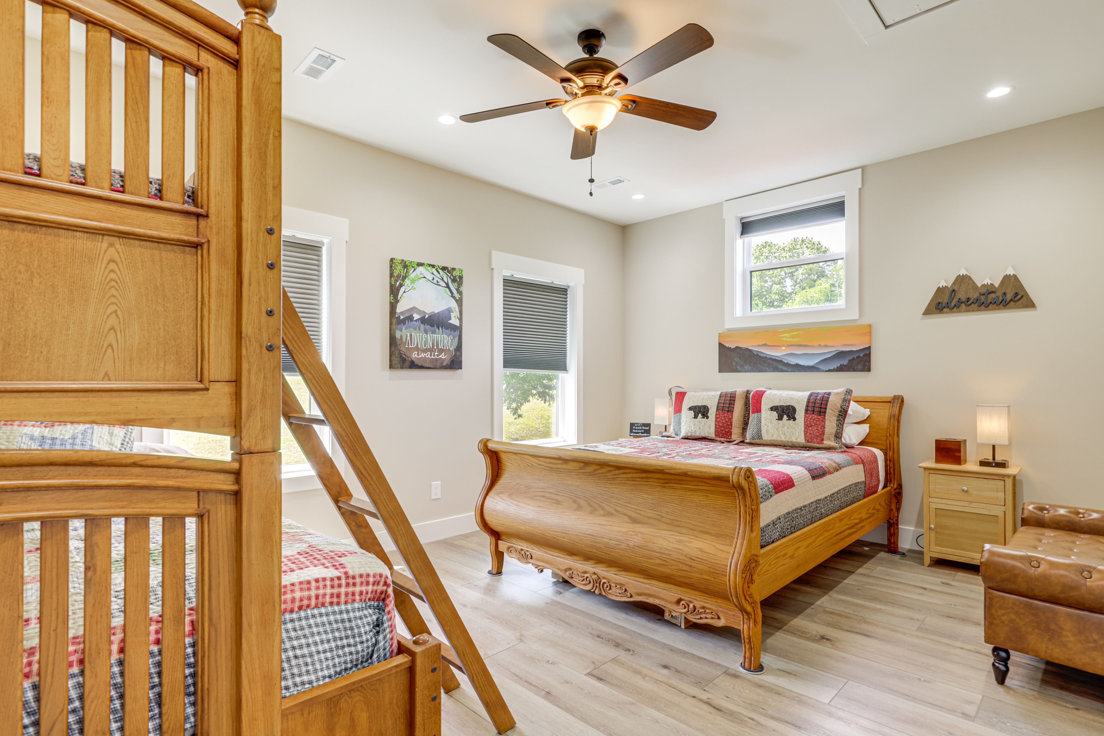 Bedroom 2 | Queen Bed | Twin/Full Bunk Bed | 1st Floor