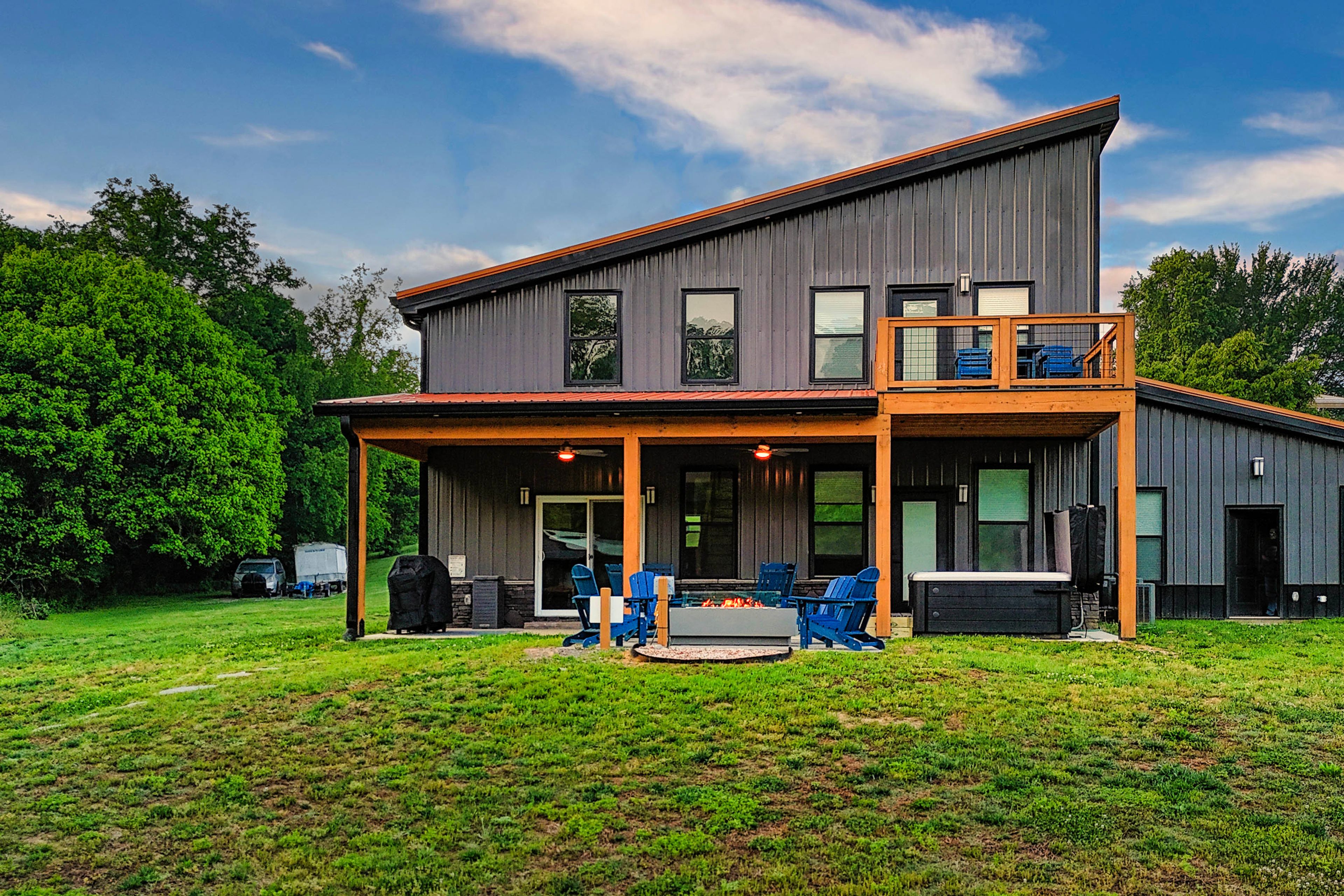 A unique riverfront barndominium with easy access — no steep mountain roads