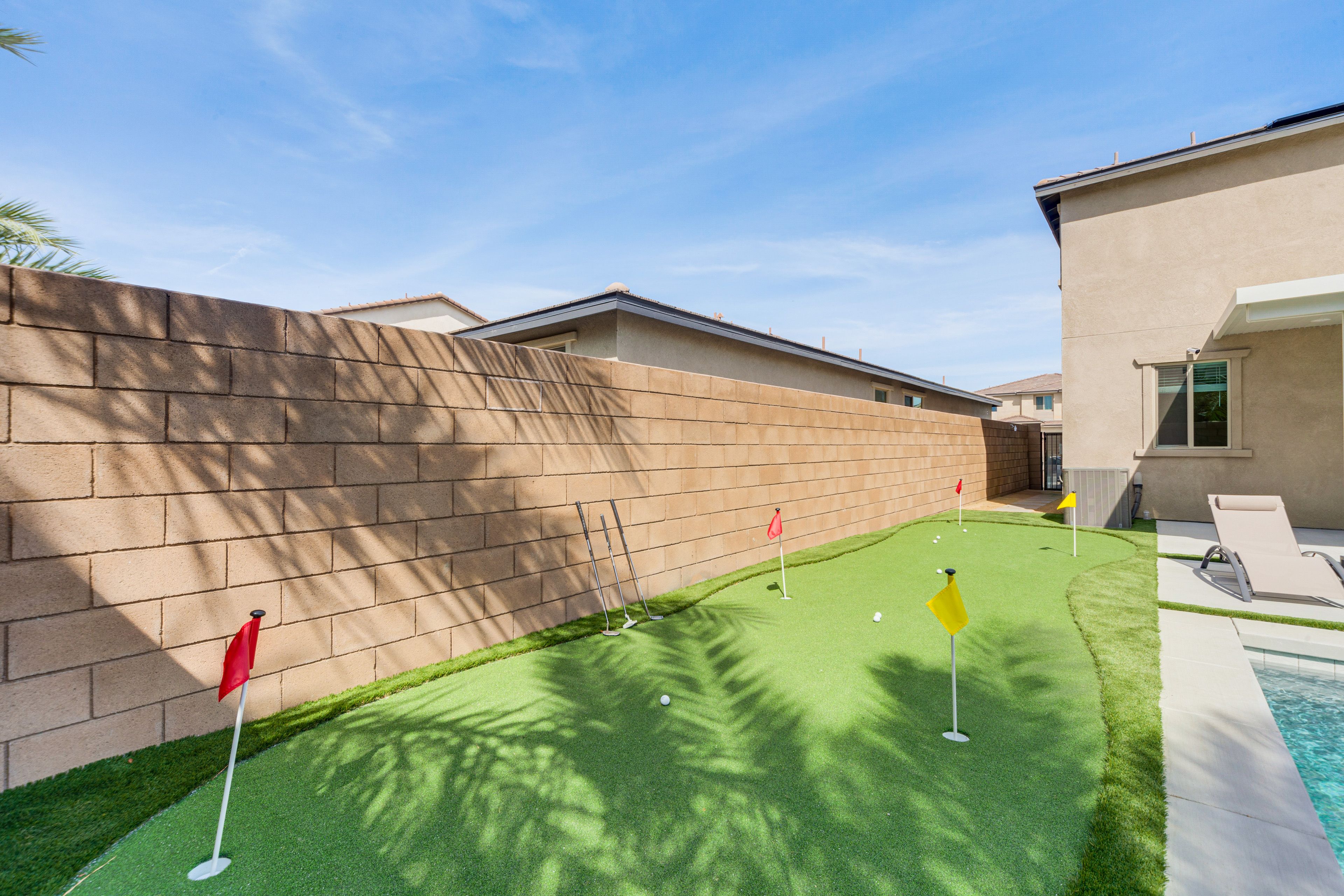 Fenced-In Yard | Private Pool + Hot Tub | Putting Green