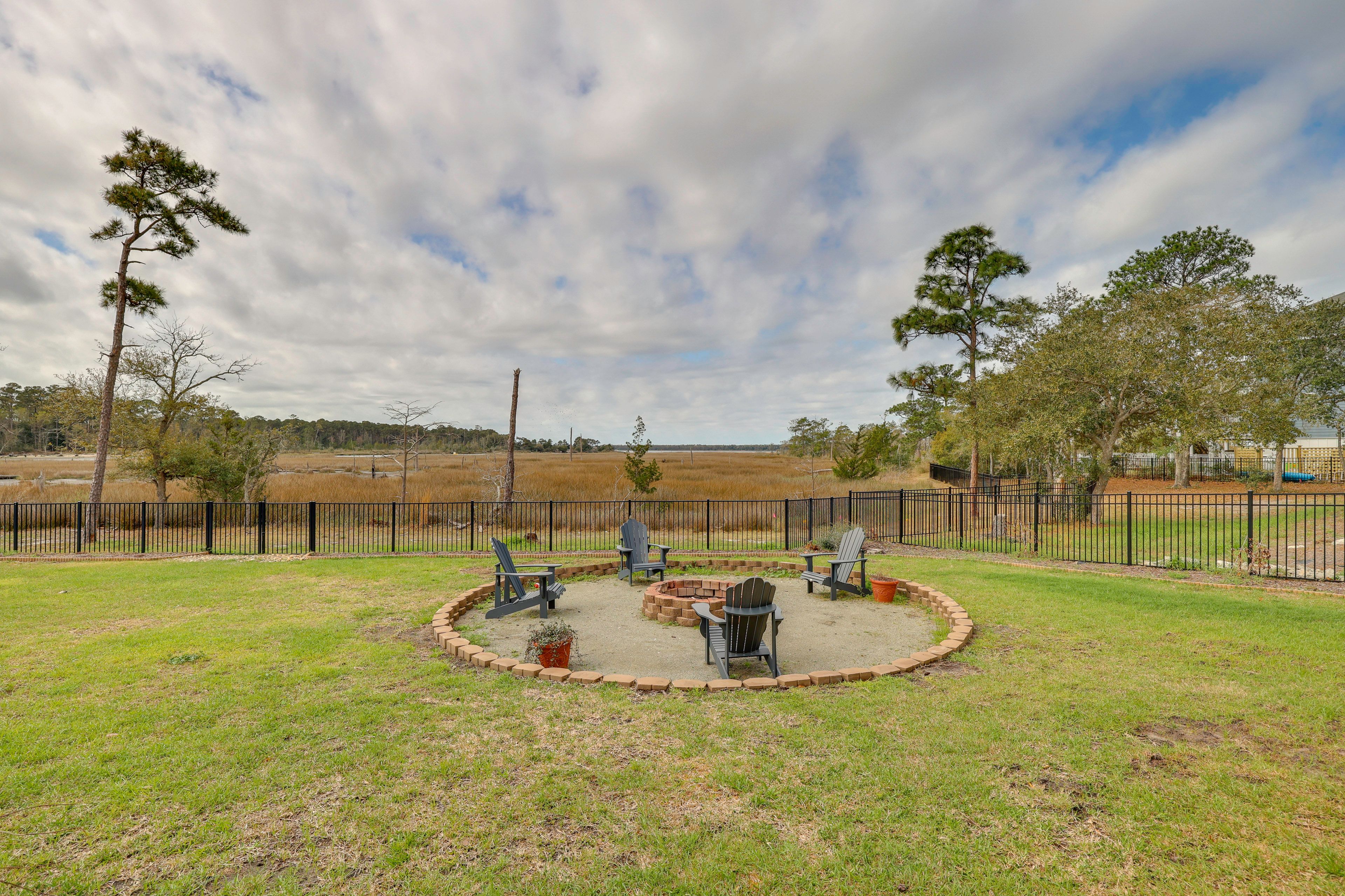 Fire Pit | Private Yard | Water Views