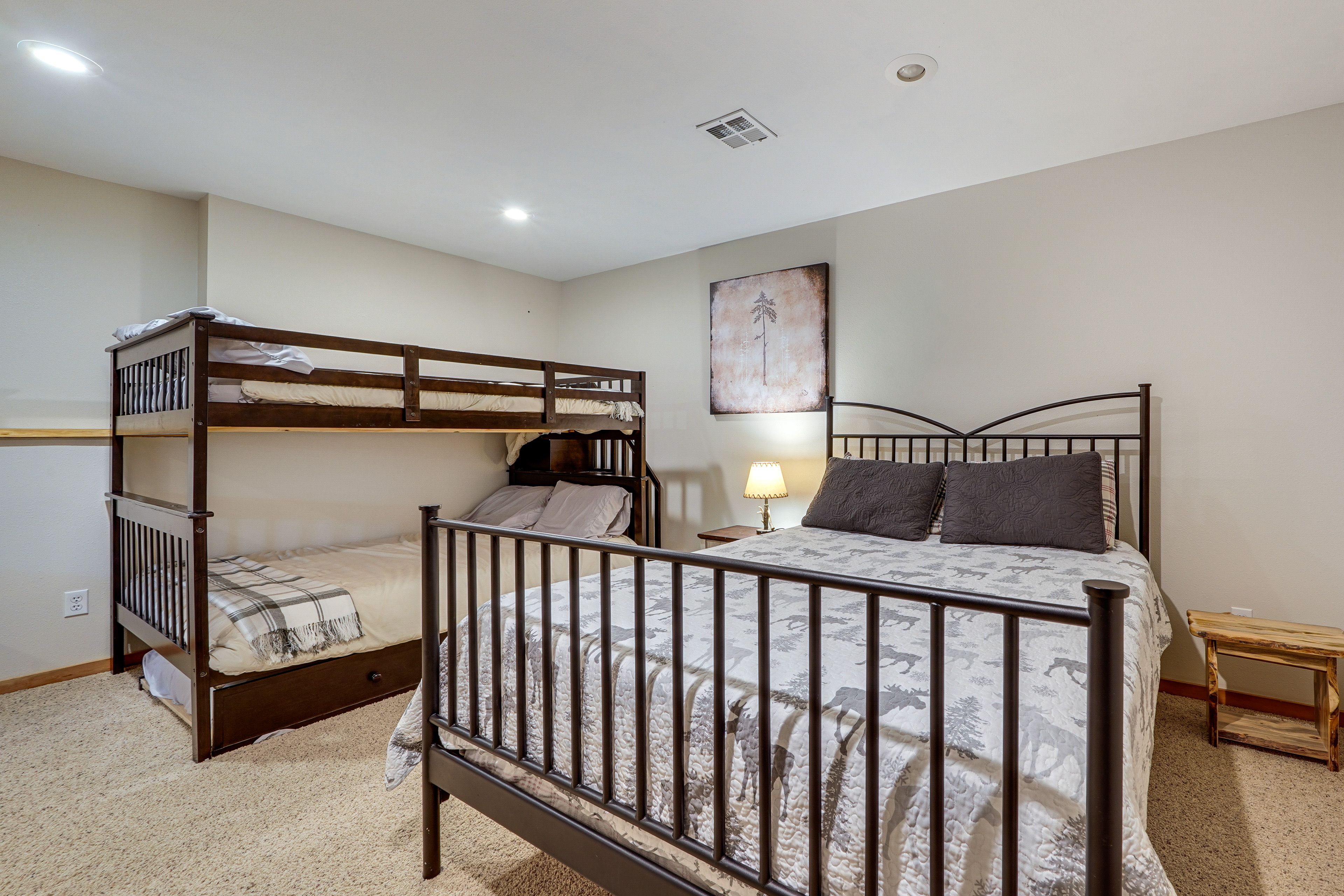 Sleeping Nook | Queen Bed | Full Bunk Bed w/ Twin Trundle | Lower Level