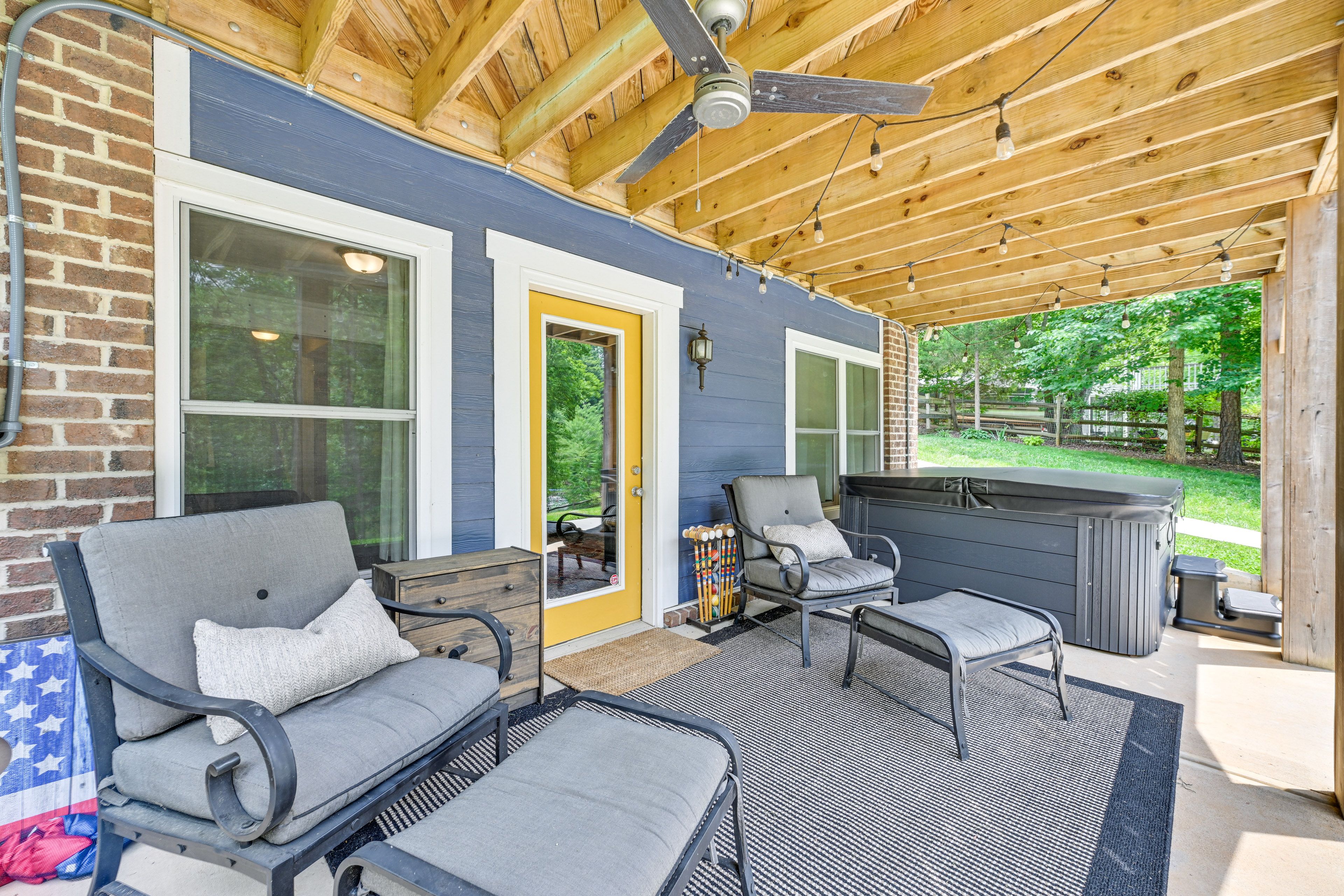 Covered Patio | Private Hot Tub | Spacious Yard | Outdoor Games