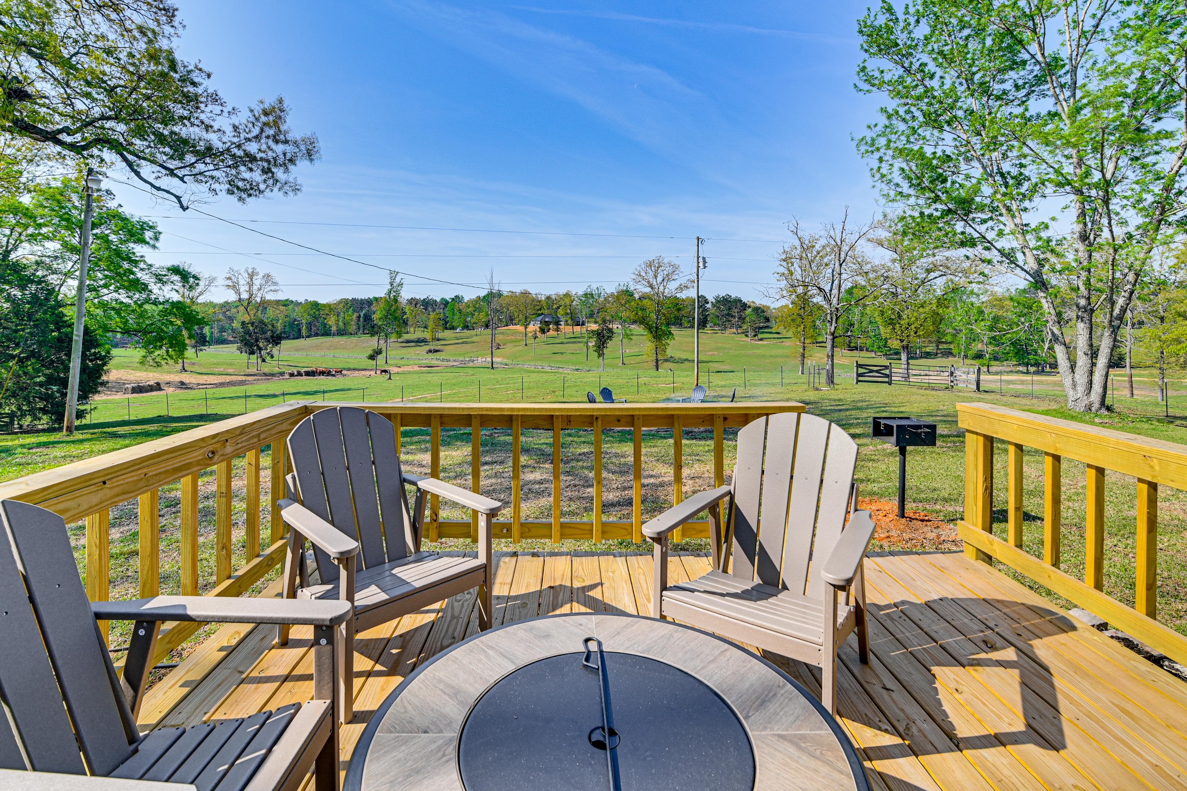 Deck | Dining Area | Charcoal Grill | Pasture Views