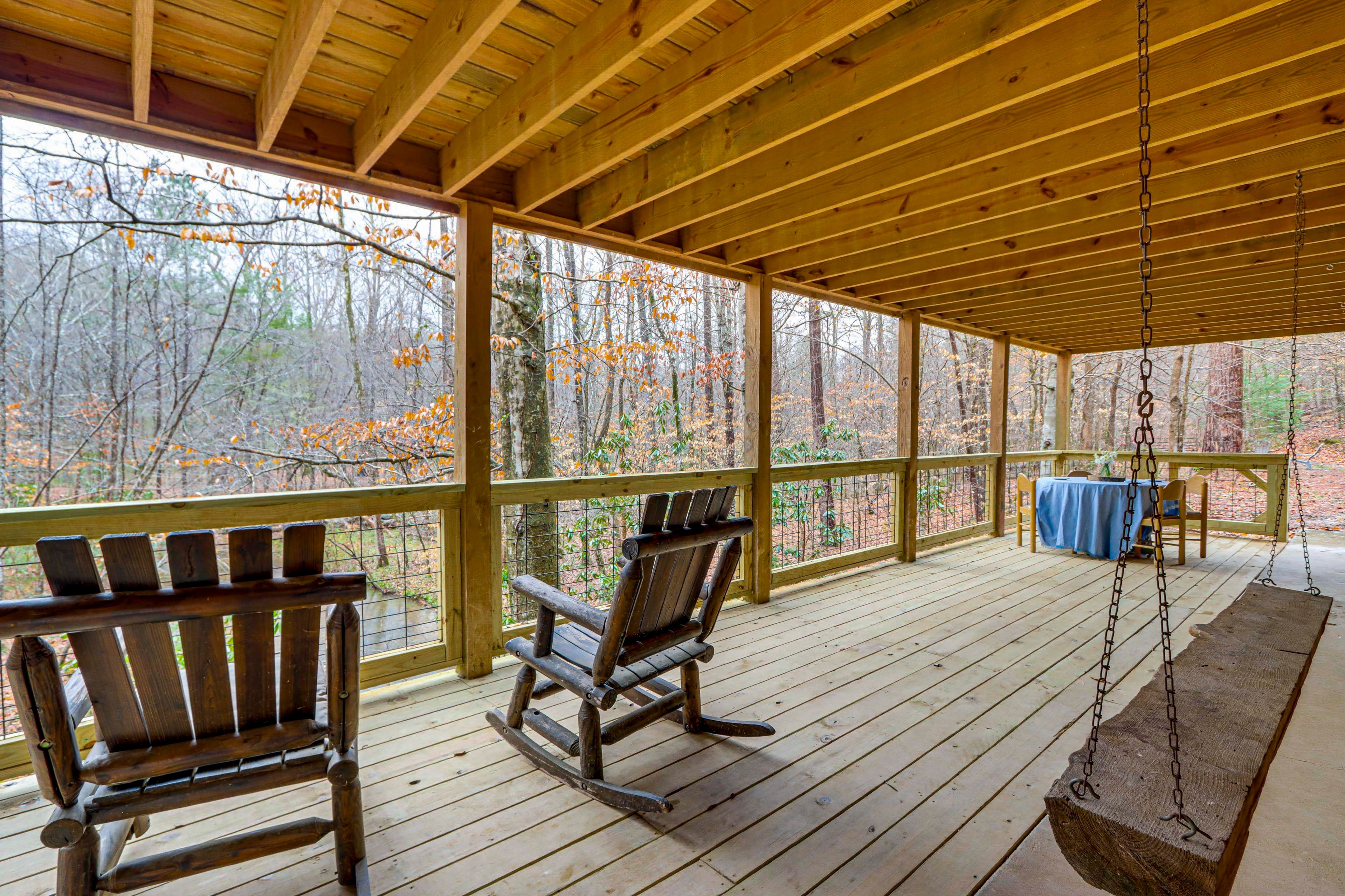 Covered Deck | Creek Views
