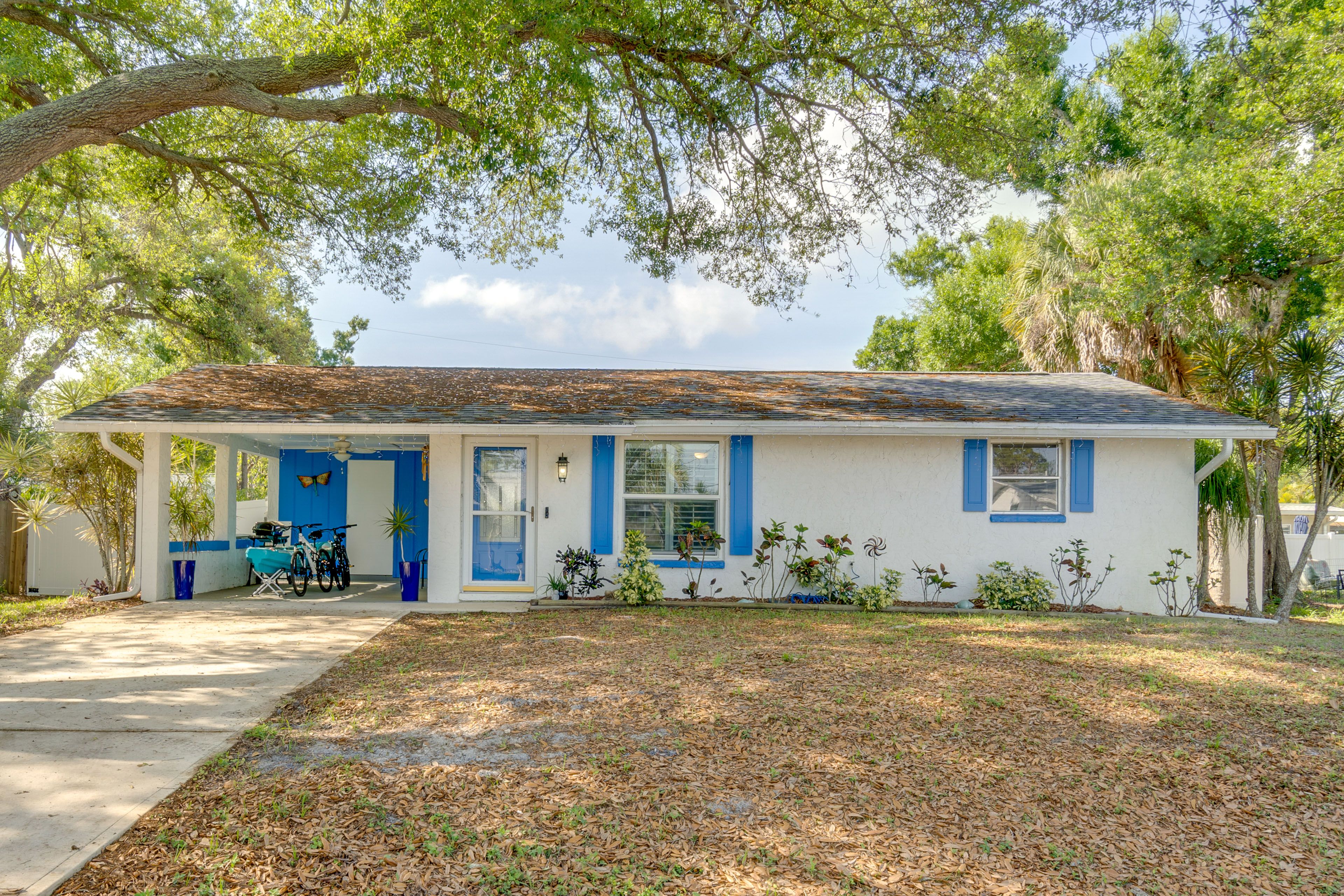 Exterior | Single-Story Home | Kayak & Bikes Provided