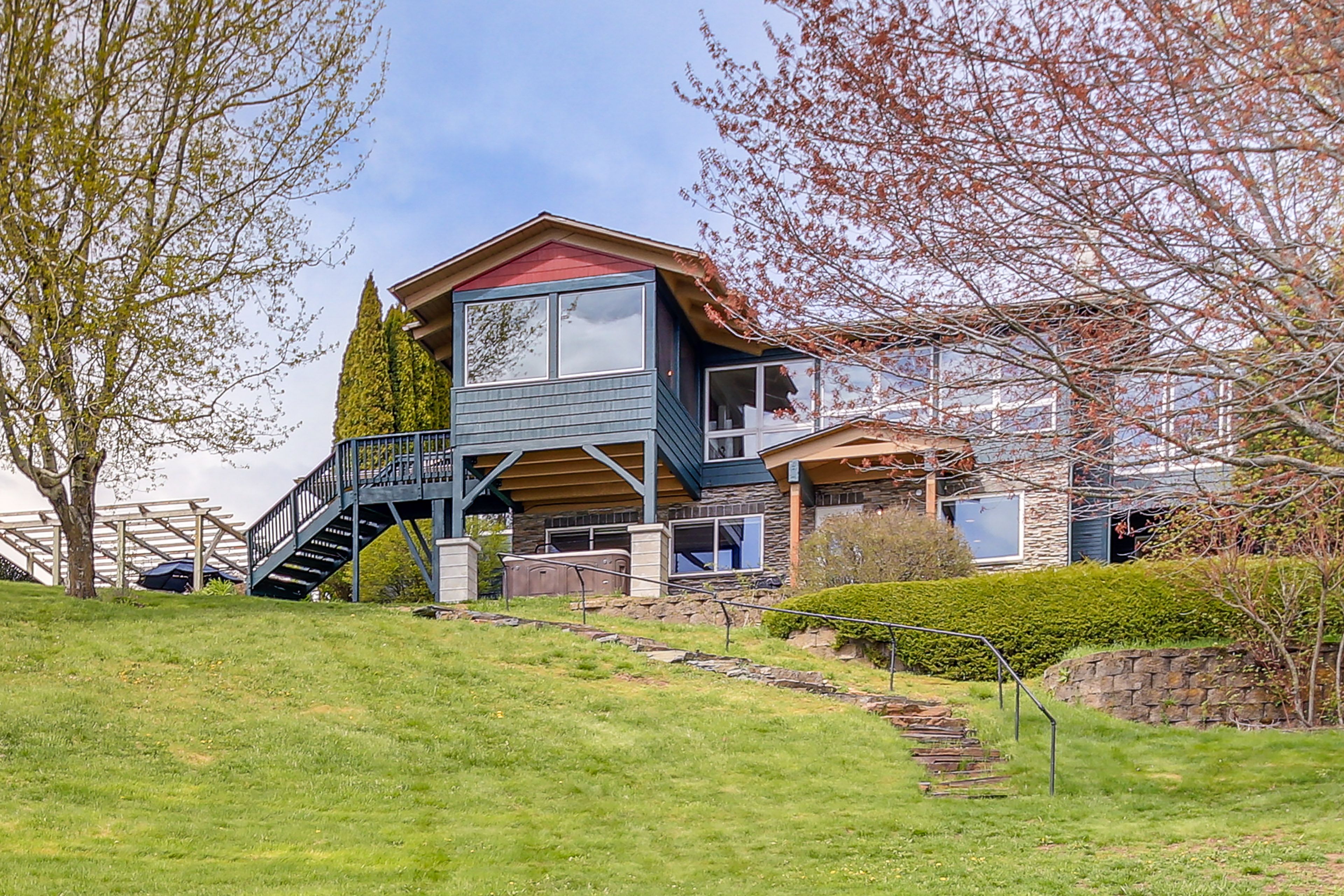 Lake Front | 2-Story Home | Spacious Yard | Private Hot Tub