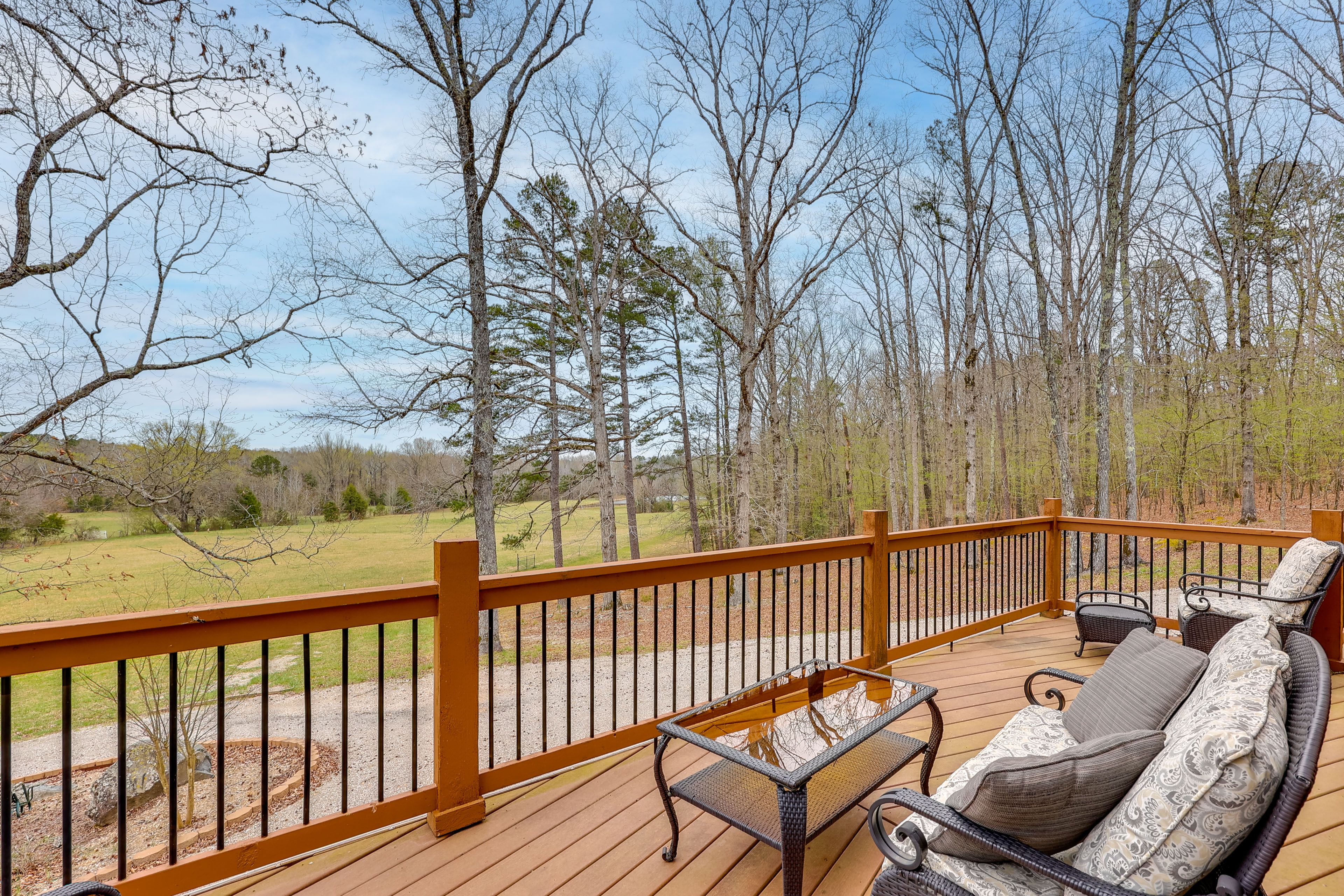 Wraparound Deck | Dining Area | Forest Views