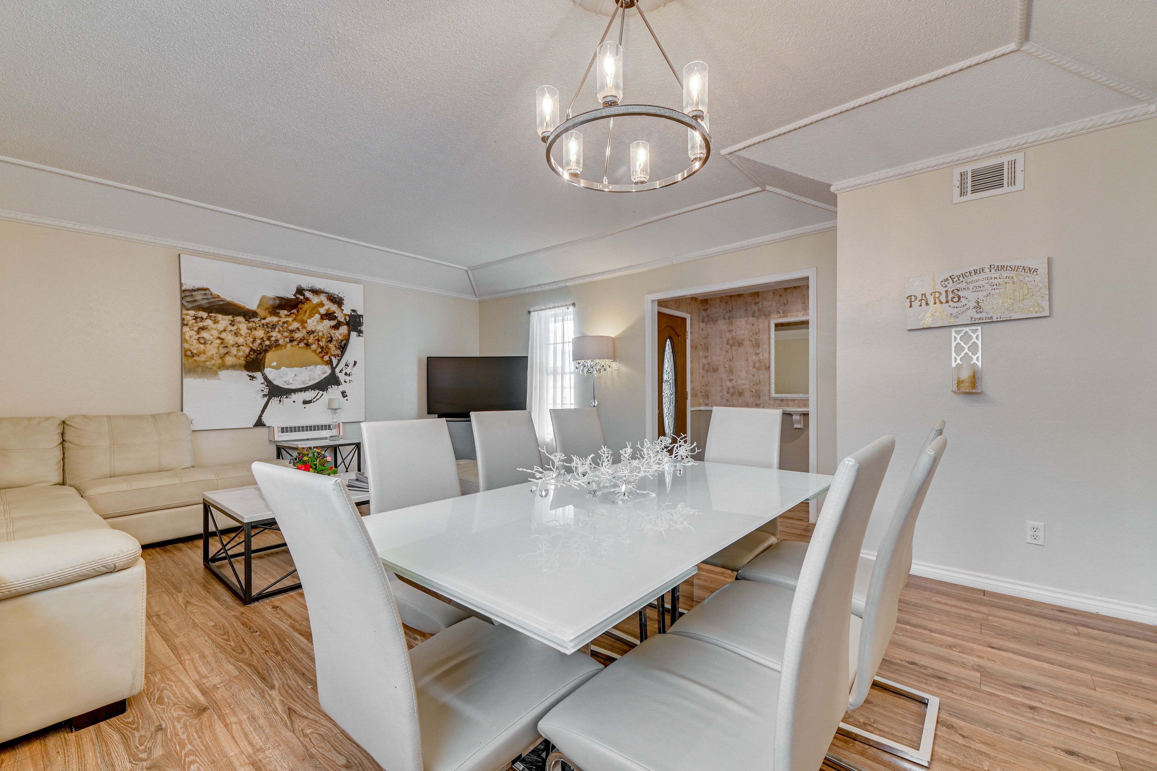 Dining table can be extended on both ends to accommodate more people