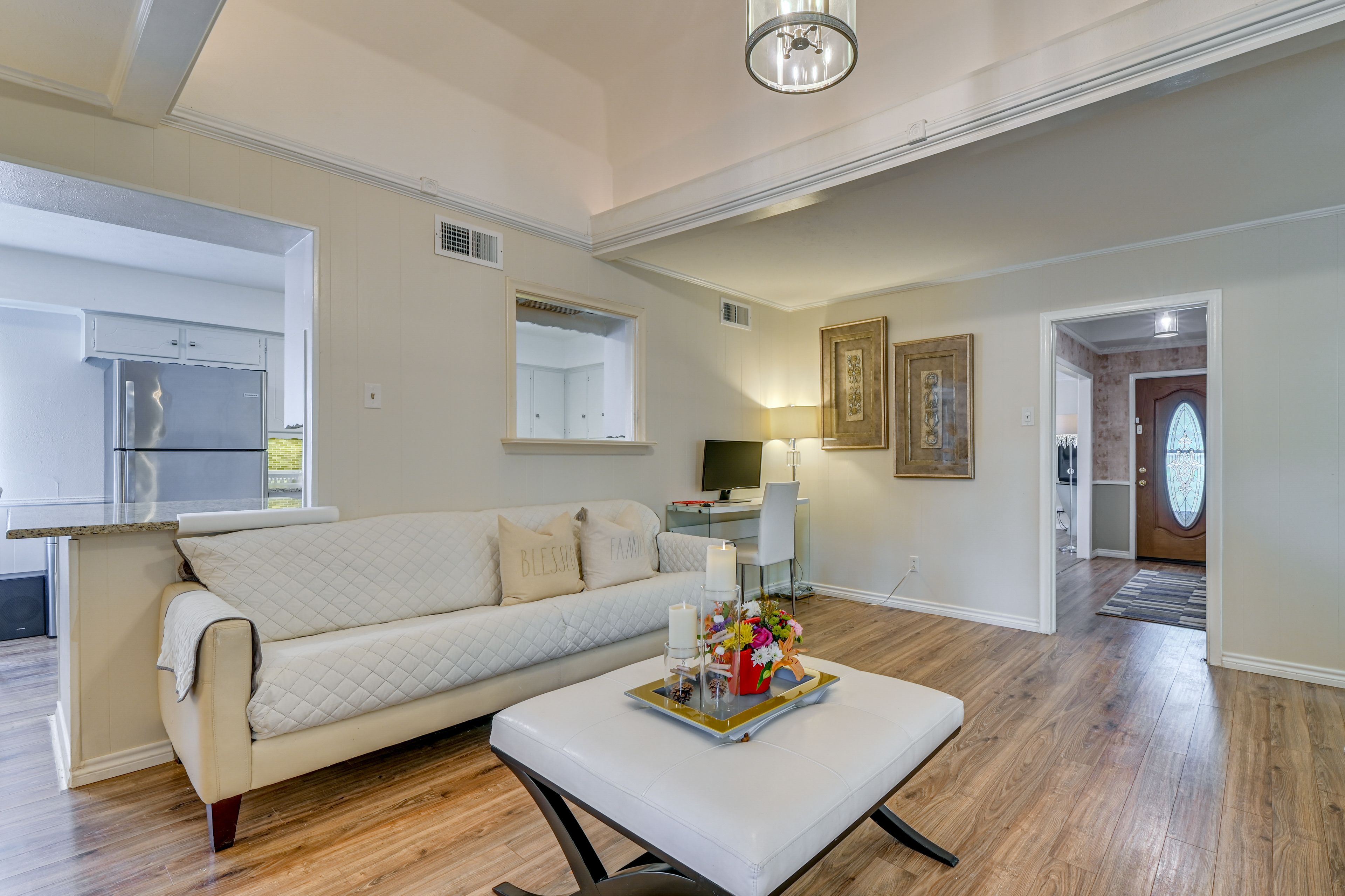 Engineering hardwood flooring runs throughout the home!
