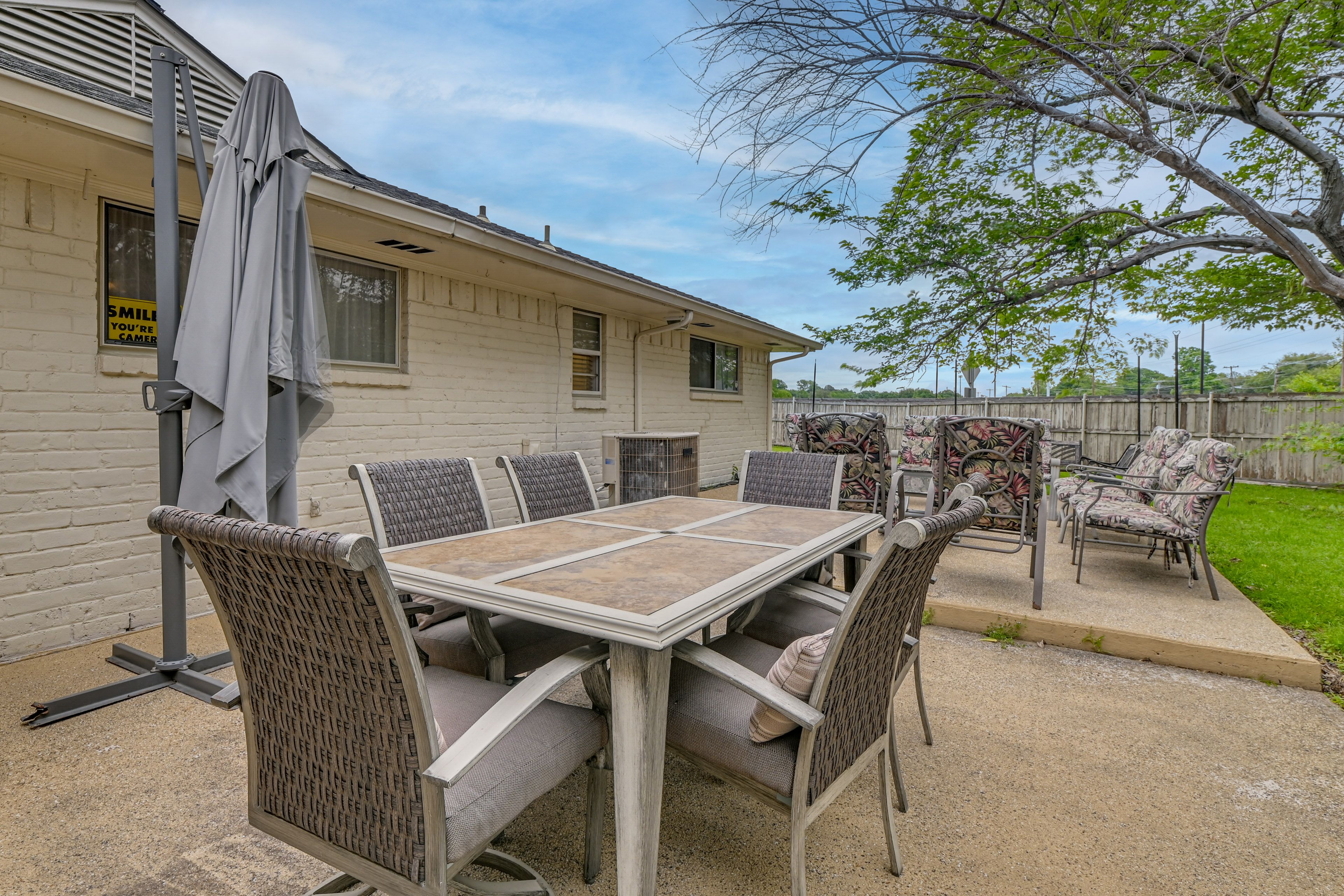 Guests can bring the TV and portable speaker to the back yard for entertainment!