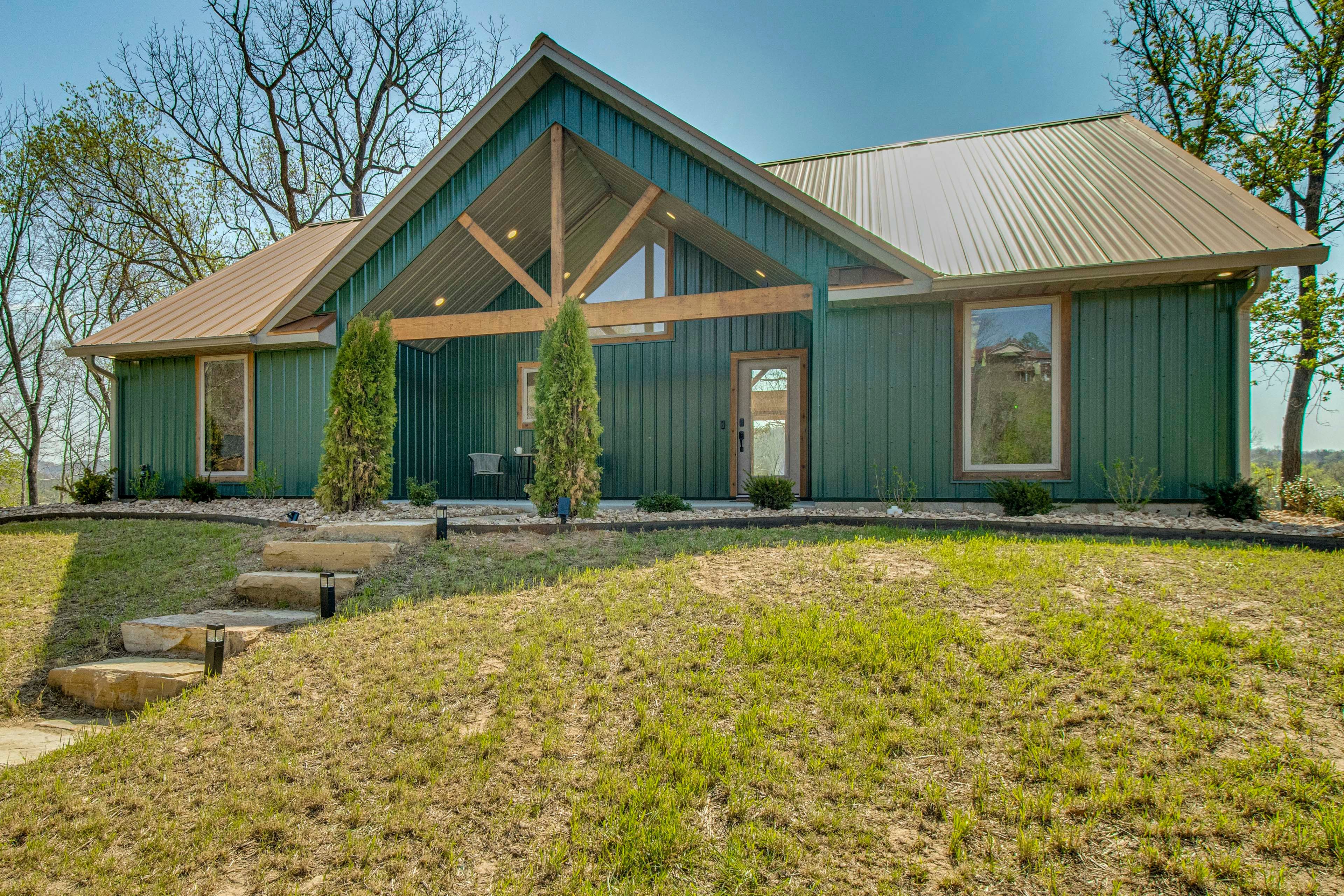Front Exterior | Single-Story Home | Covered Porch & Deck