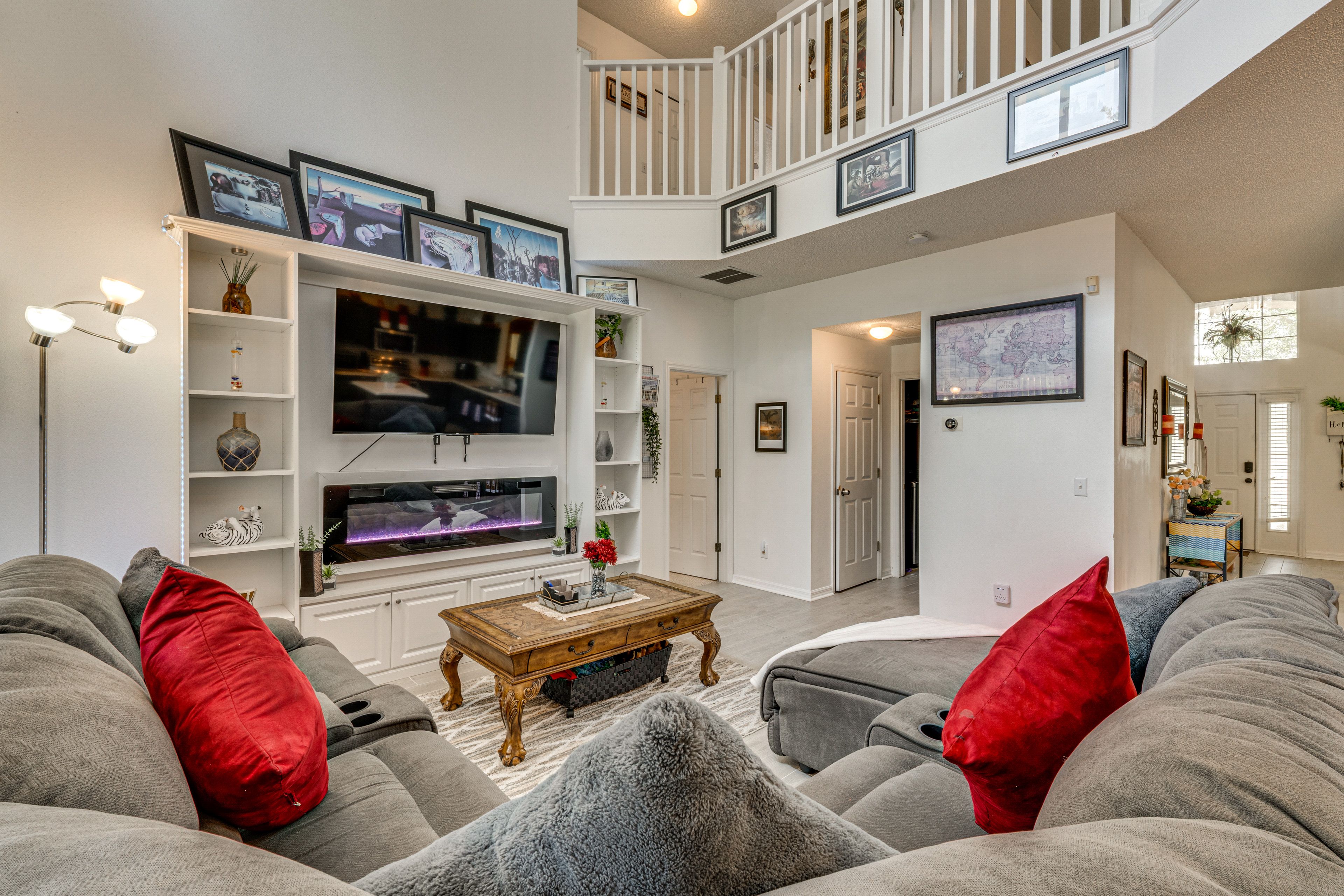 Living Room | Smart TV | Electric Fireplace | 1st Floor