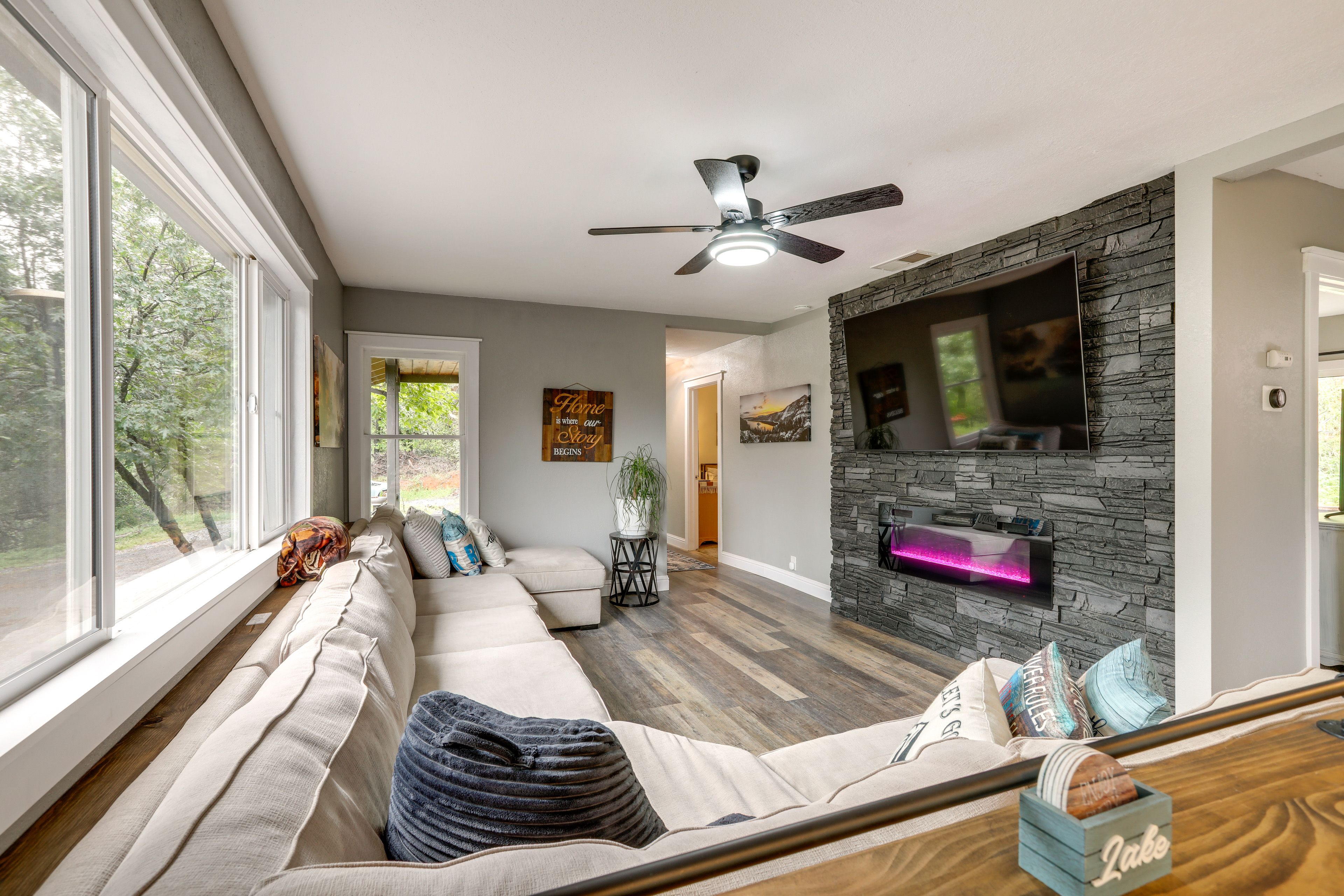 Living Room | Main Floor | Electric Fireplace | Free WiFi