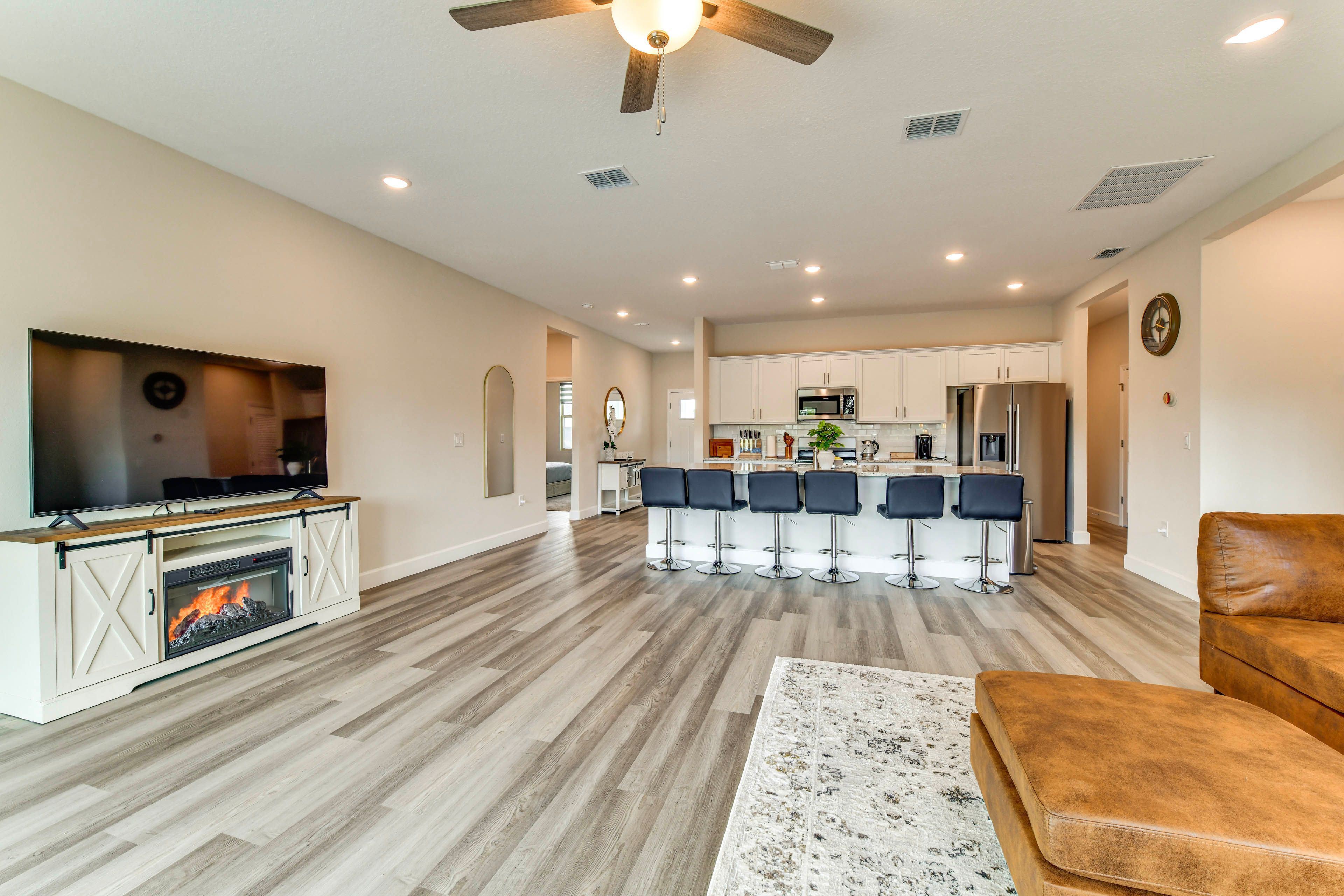 Living Room | Queen Sleeper Sofa | Smart TV | Electric Fireplace