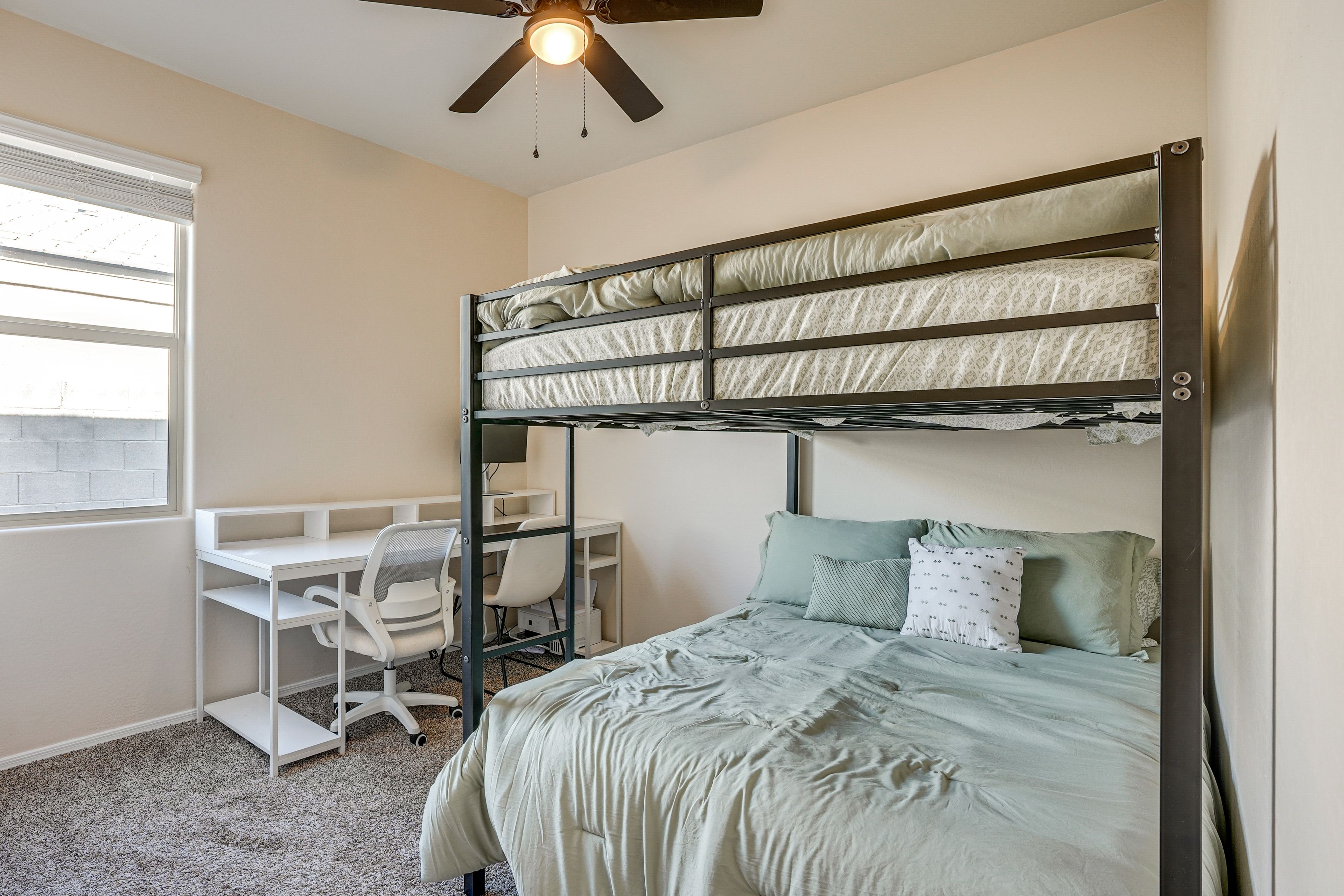 Bedroom 3 | Full Bunk Bed | Desk Workspace