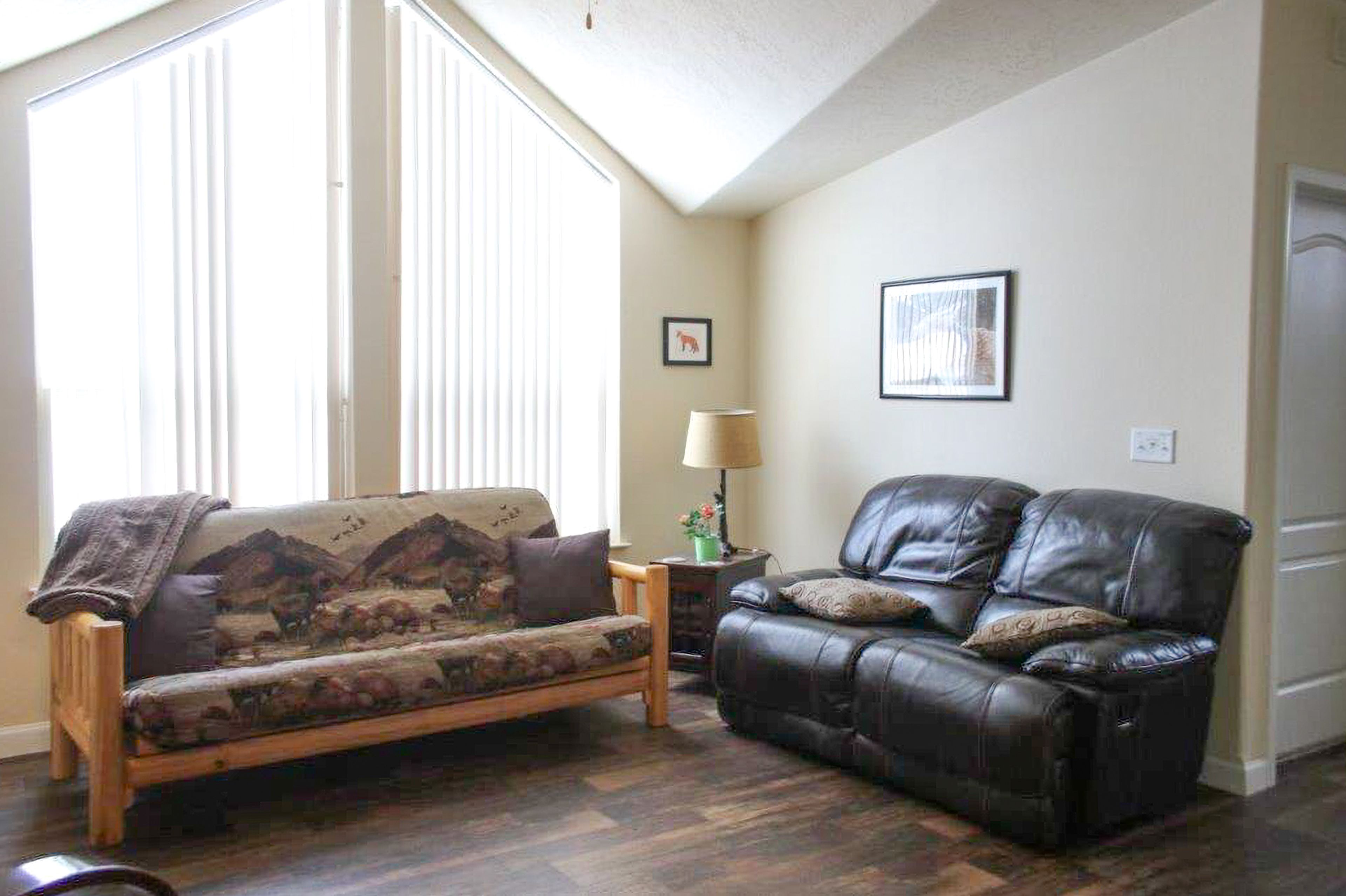 Living Room | Full Futon | Flat-Screen TV | Electric Fireplace