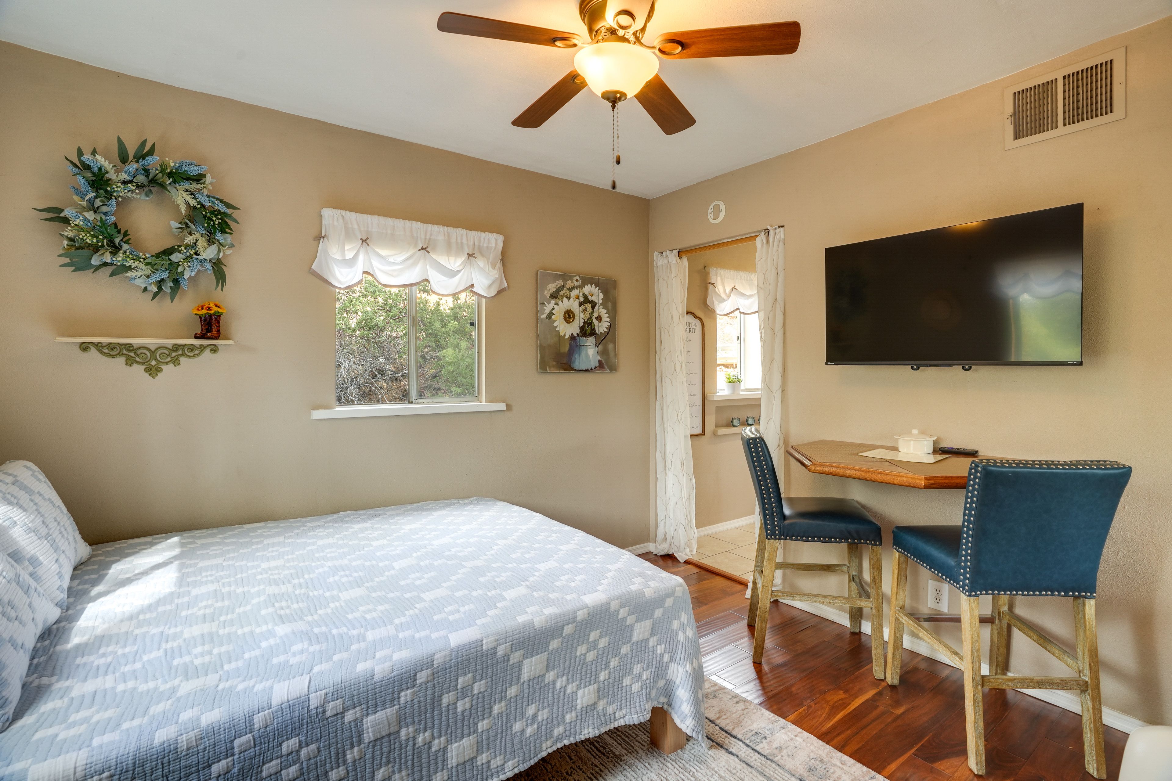 Bedroom | Queen Bed | Twin Floor Mattress | Portable Crib (Upon Request)