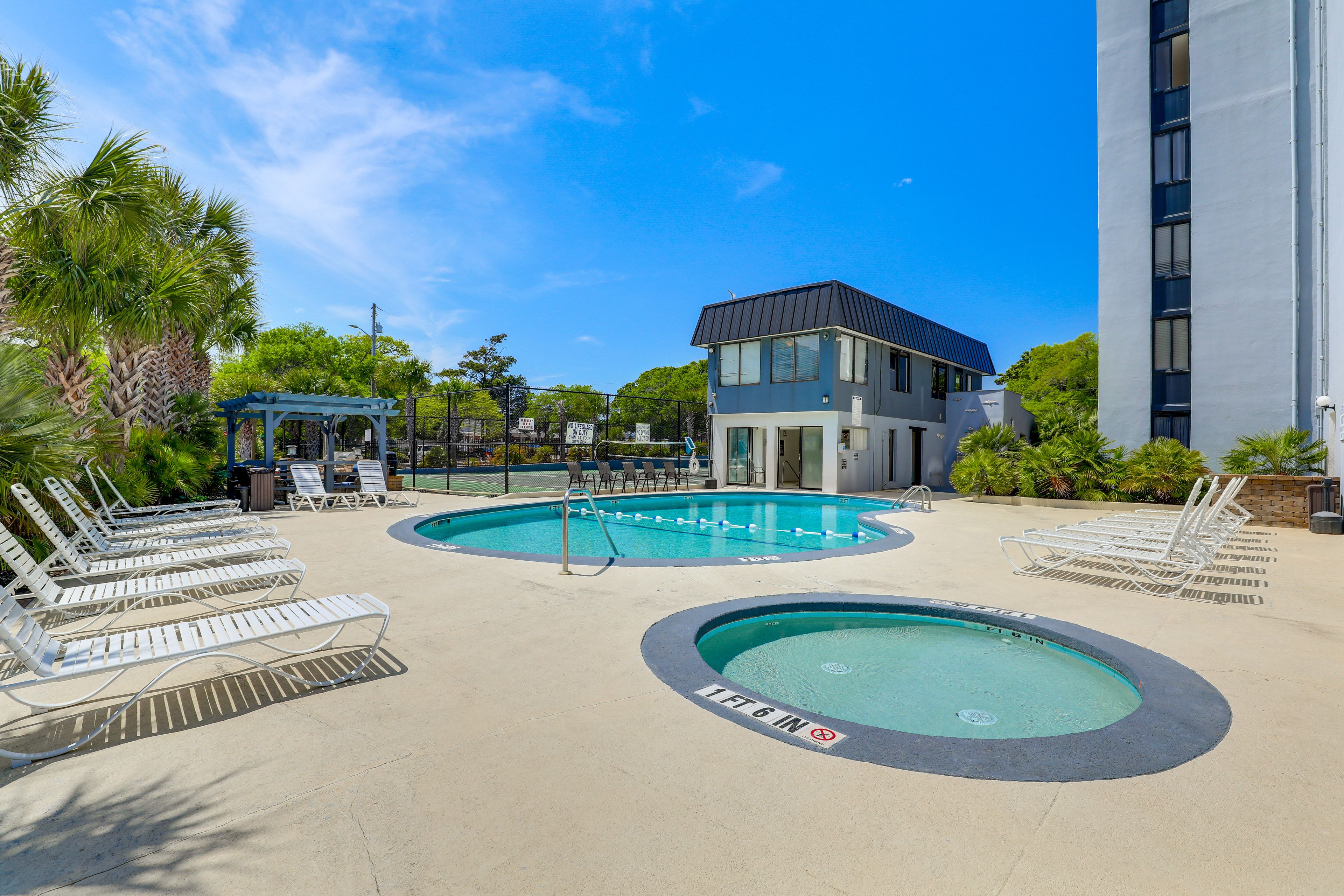 Holiday Towers Community Amenities | Pool & Hot Tub | Sports Courts